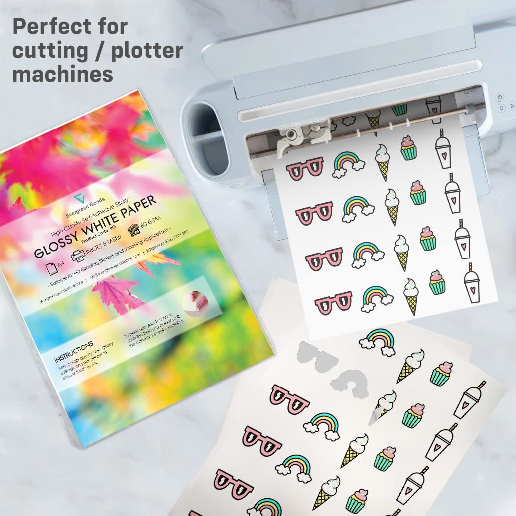 Detalle de Evergreen Goods 100 Sheets A4 Glossy Self-Adhesive Sticker Paper