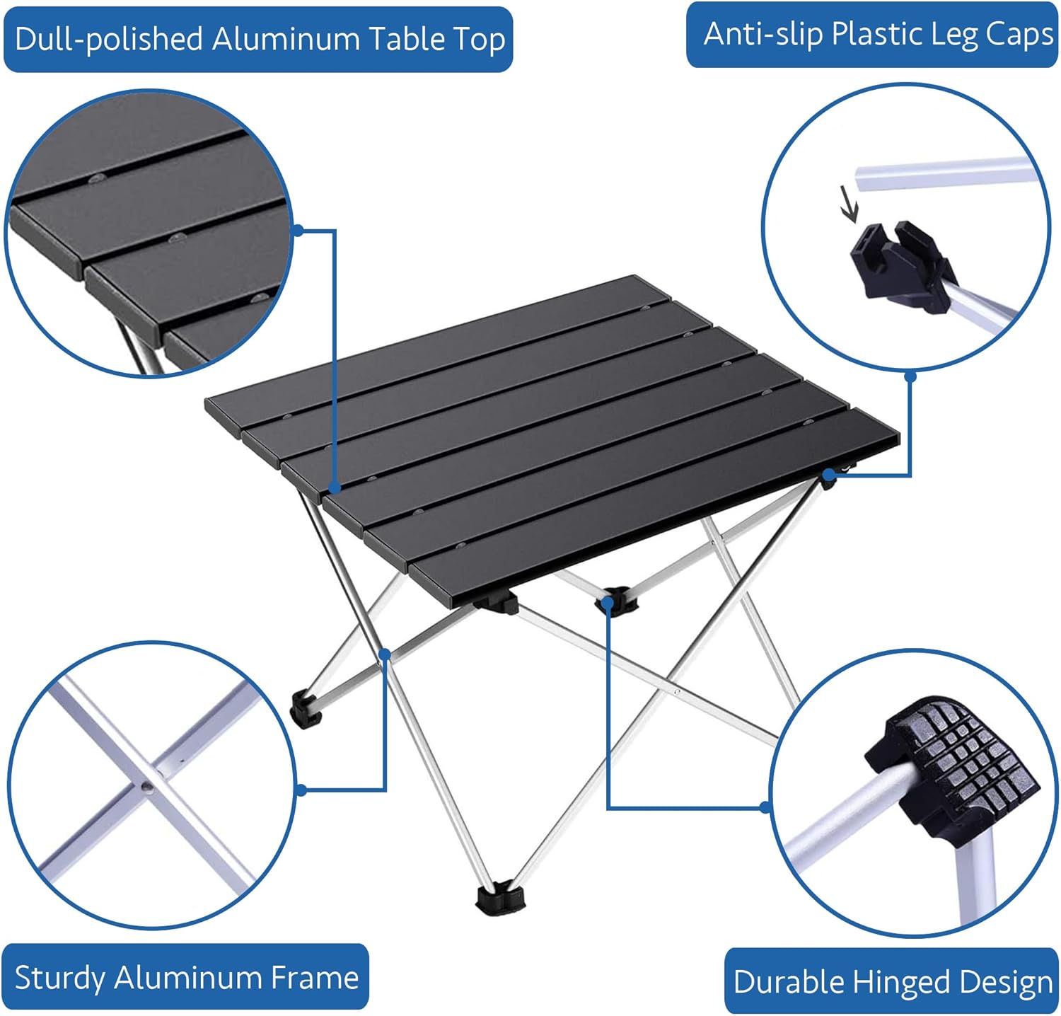 Detalle de Grope Portable Camping Table with Aluminum Top (Black-S)