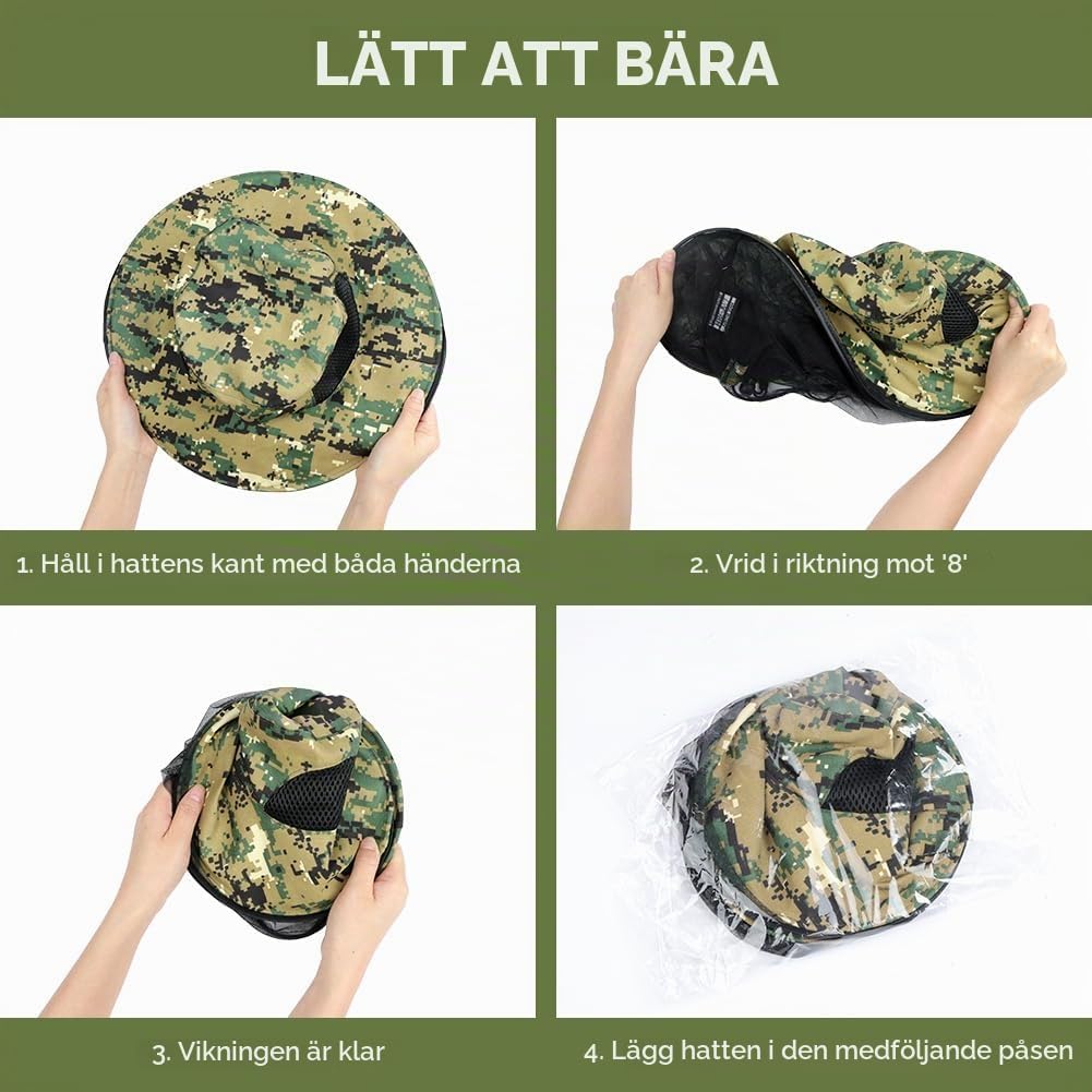 Detalle 2 de AOGOE mygghatt med avtagbart nät, bred skärm och grön färg