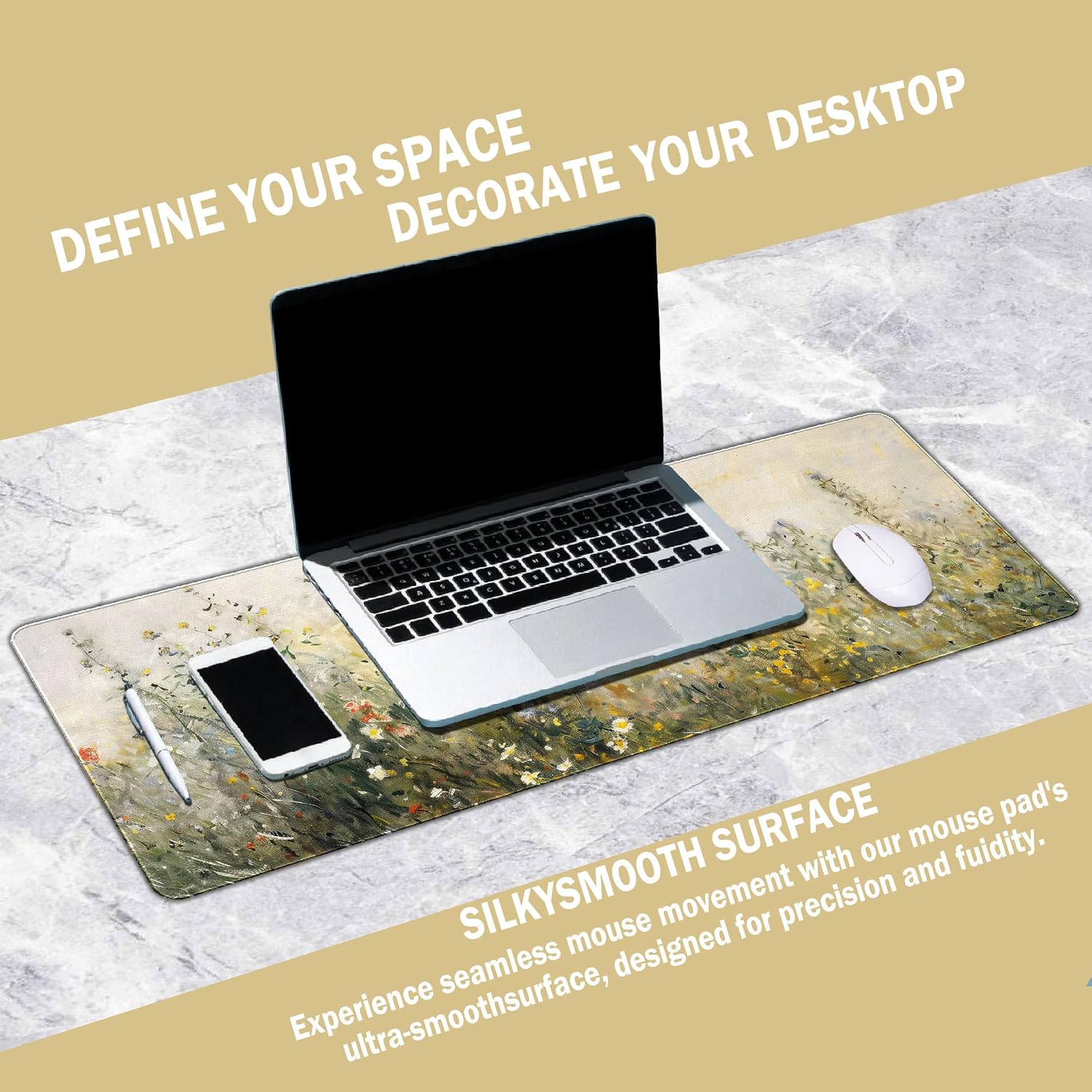 Detalle de Yellow Wildflower Desk Mat 31.5 x 11.8 in