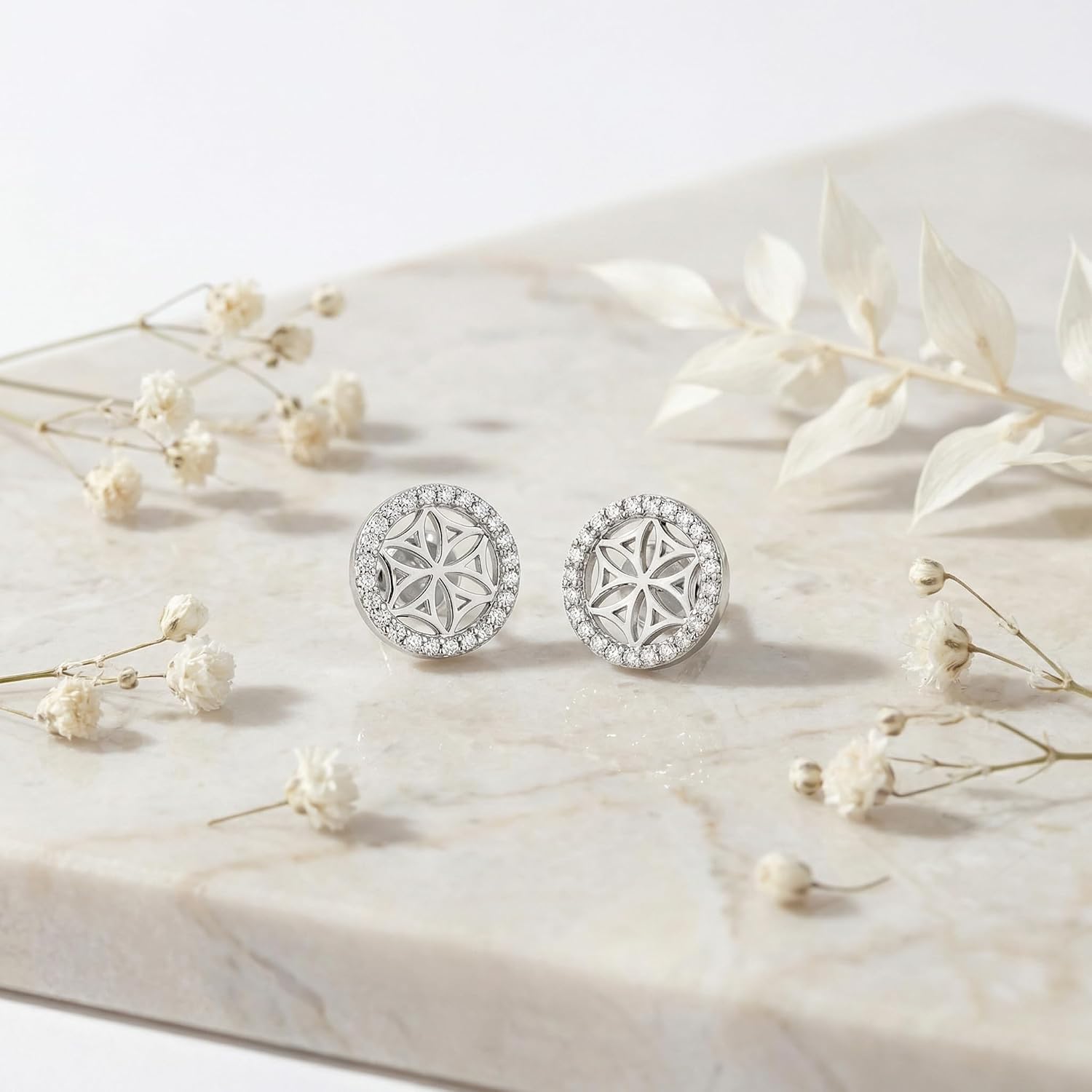 Detalle de Engelsrufer Damen Ohrringe Lebensblume aus Sterling Silber – Ohrstecker mit Steckverschluss