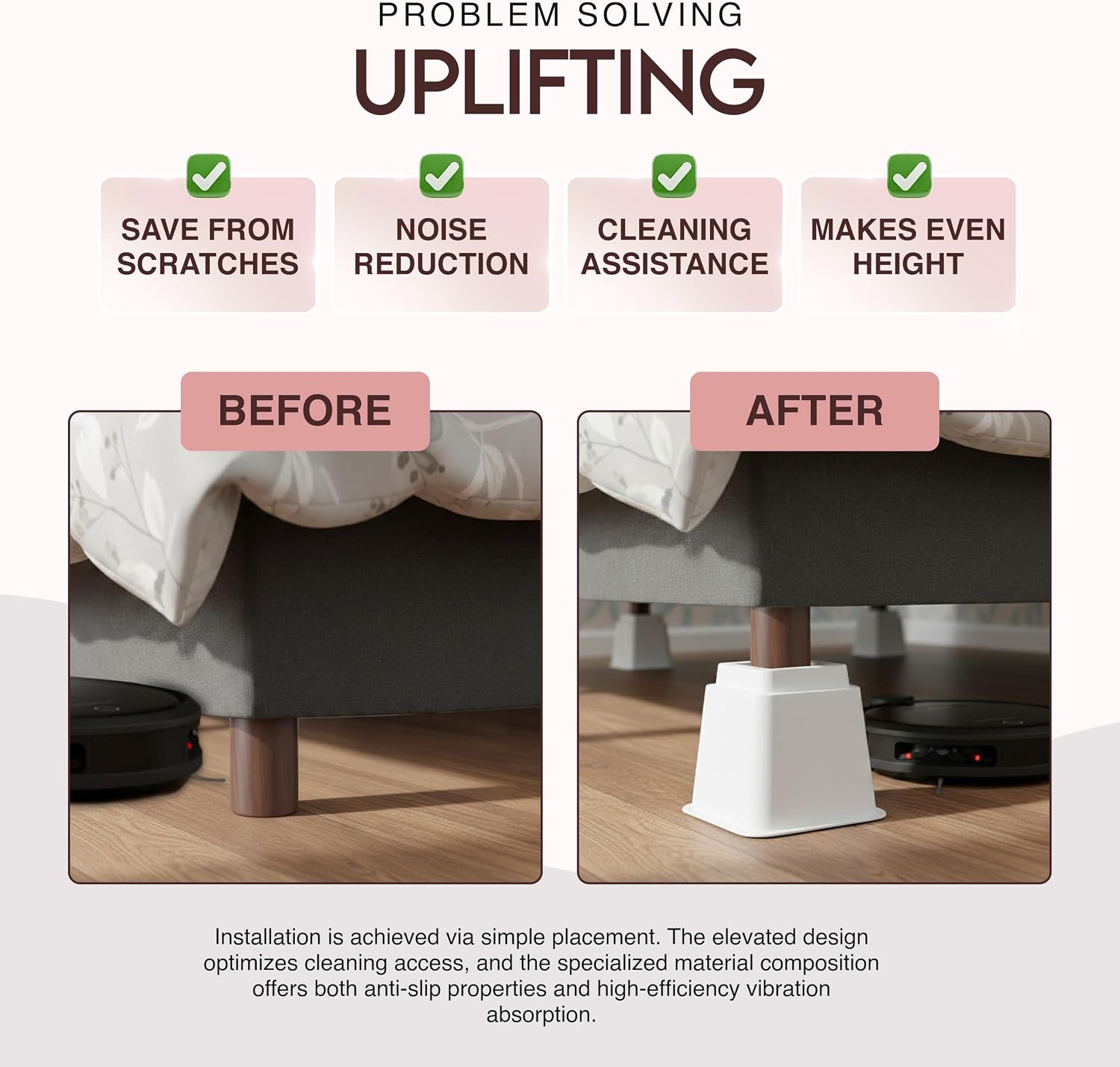 Thumbnail 5 de Utopia Bedding UB902 Adjustable Furniture Risers, White, Stackable 3- and 5-Inch Heights