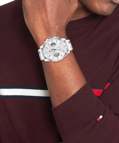 Detalle de Tommy Hilfiger Orologio Analogico Multifunzionale da Uomo con Cinturino in Silicone e SottQuadranti: stile sportivo e precisione