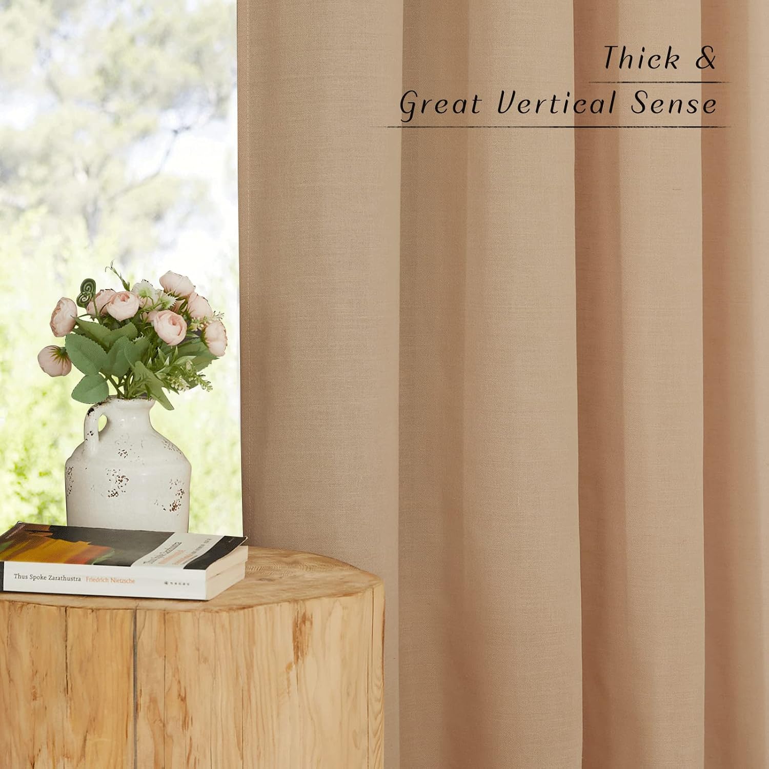 Detalle de NICETOWN Linen Curtains, 30% Natural Linen