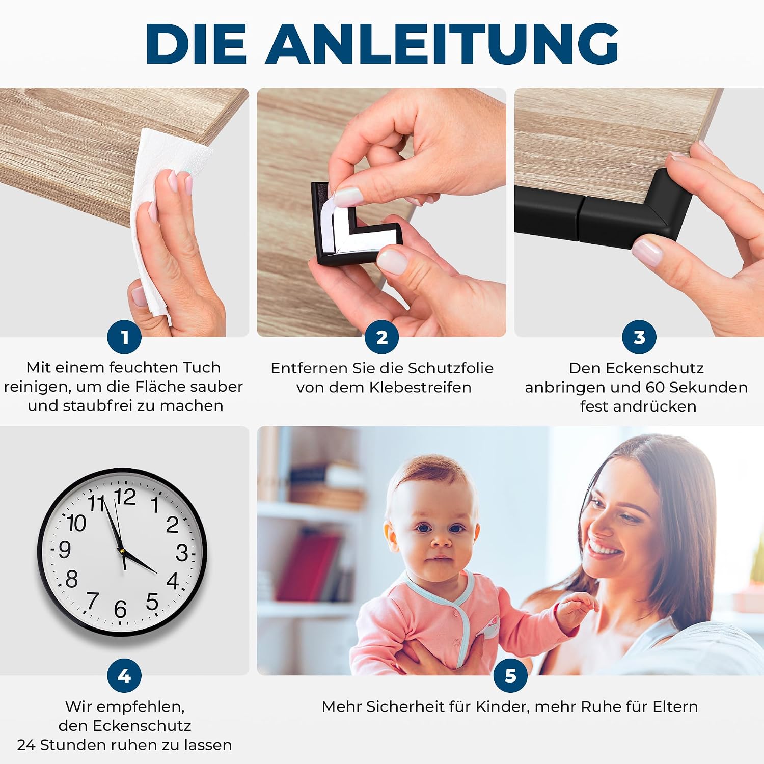 Thumbnail 5 de Hoffenbach Kantenschutz Baby aus Schaumstoff – 6,2 m Tischkantenschutz & 12 Eckenschutz