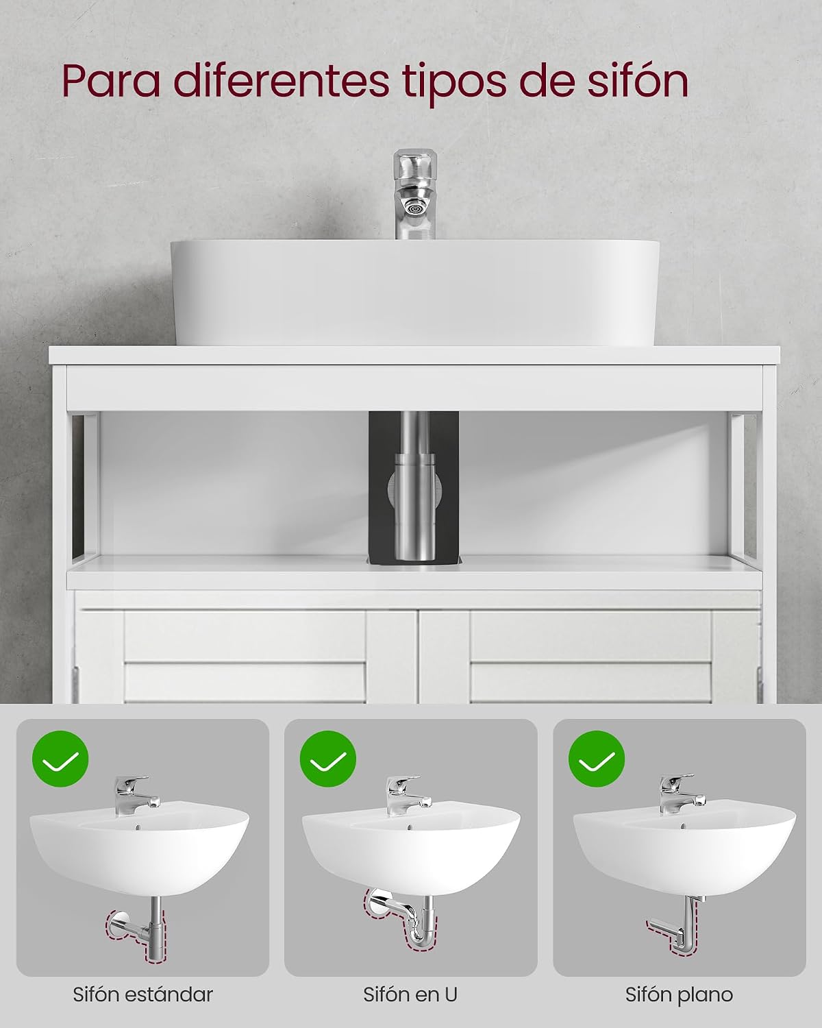 Thumbnail 4 de VASAGLE BBC02WT mueble bajo lavabo 30 x 60 x 60 cm