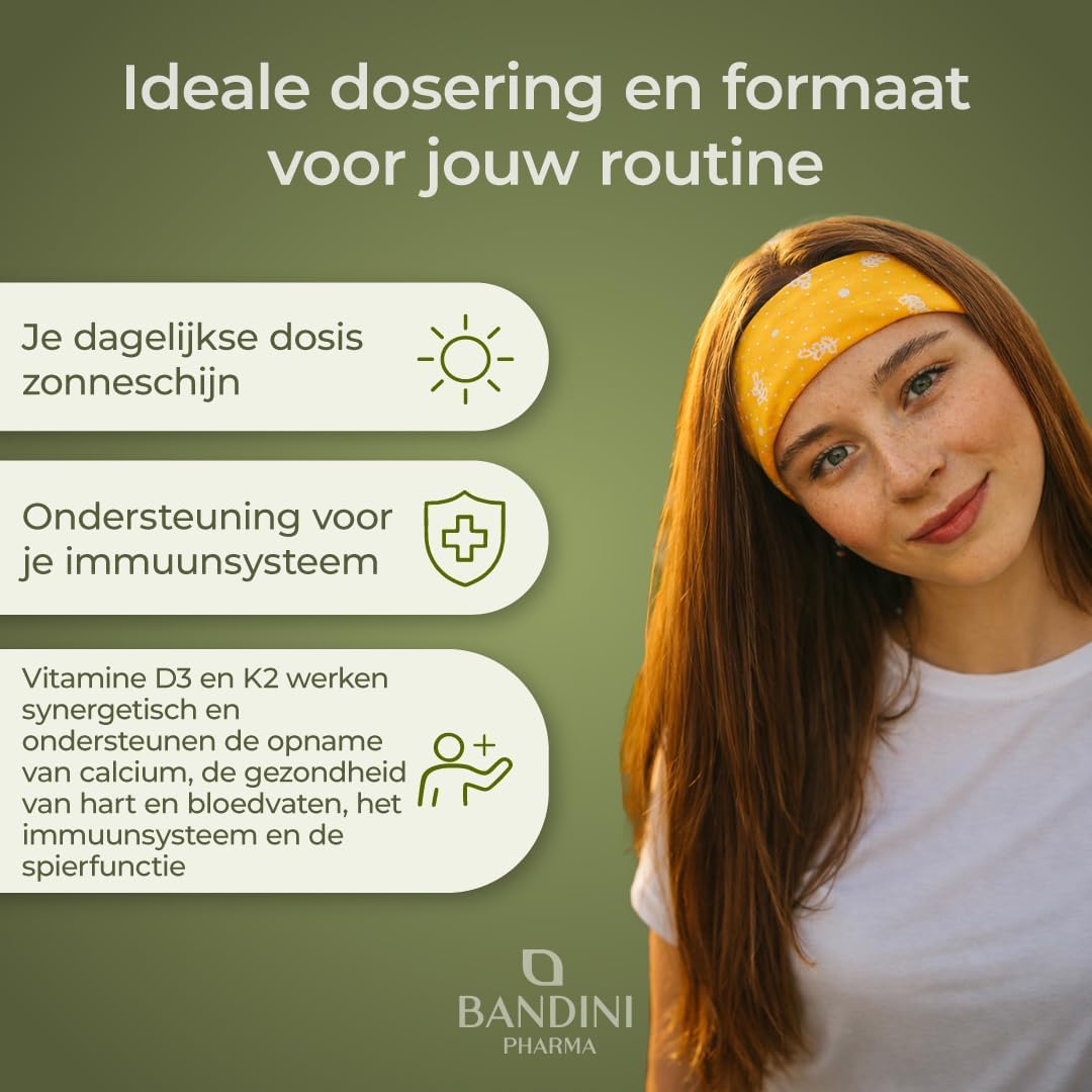 Detalle de BANDINI D3+K2 vitamine D3- en K2-druppels met olijfolie, 1000 IE per druppel