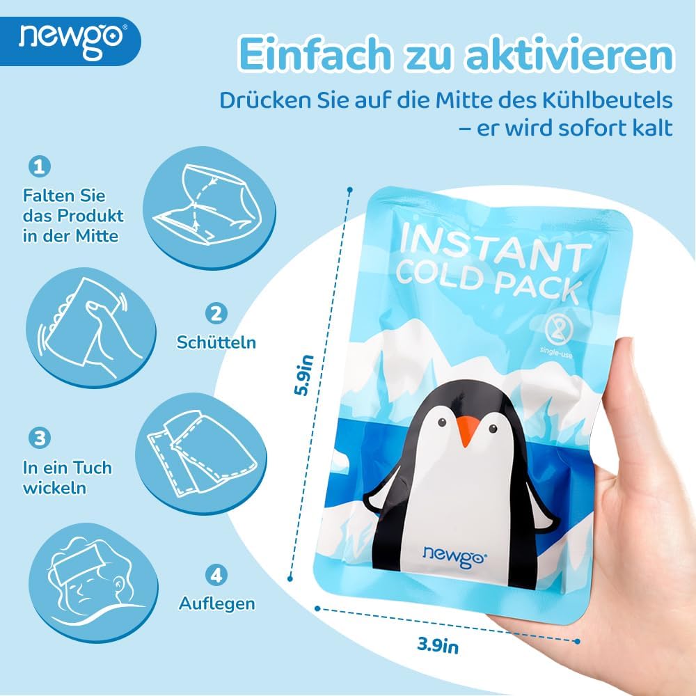 Detalle de NEWGO Einweg Sofort-Kälte-Kompresse mit Elastischem Band (12 Stück) – 10 × 15 cm