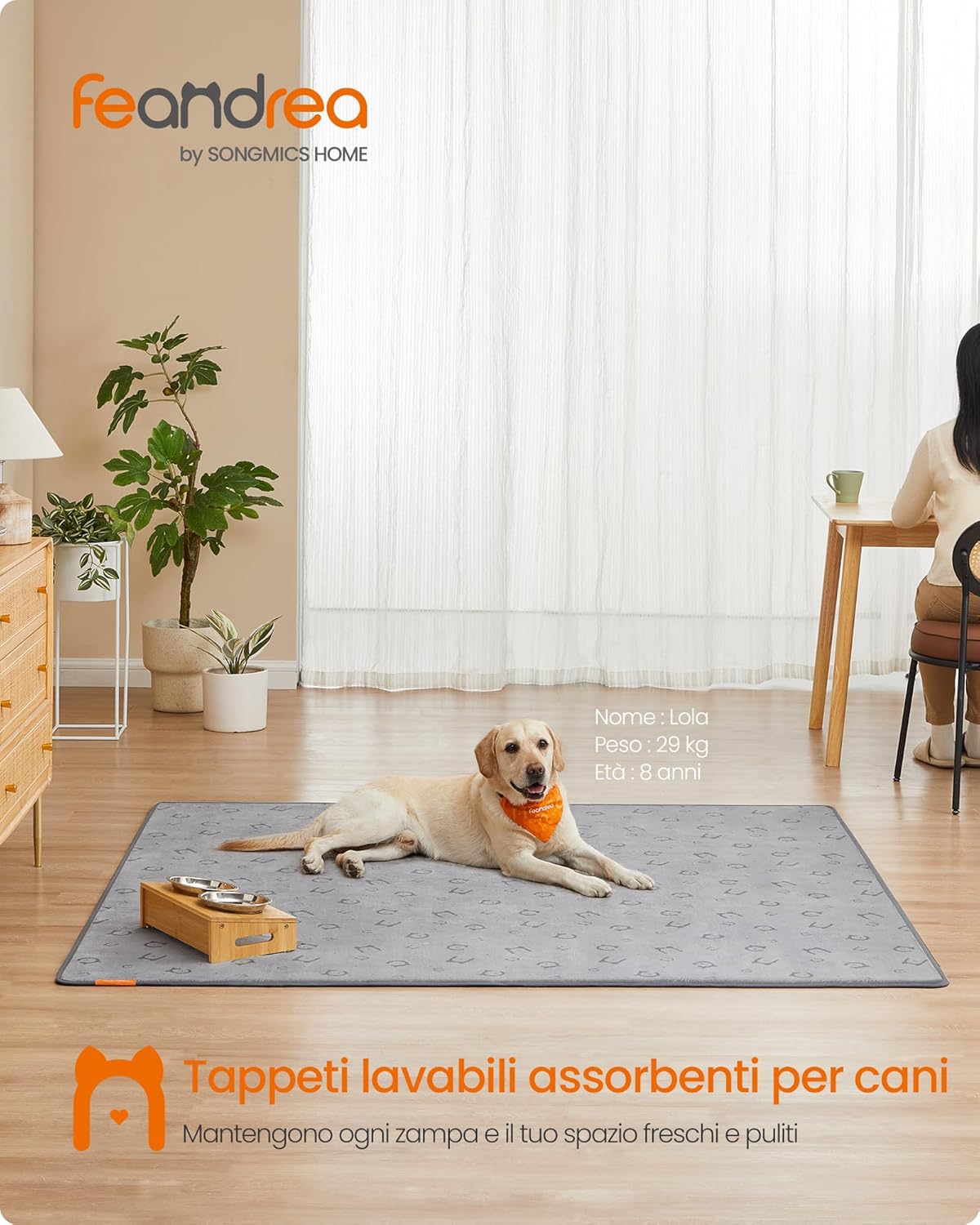 Thumbnail 1 de Feandrea tappeti per addestramento riutilizzabili 183 x 183 cm XXXL, set da 2 lavabili antiscivolo impermeabili (grigio tortora) PTD005G01