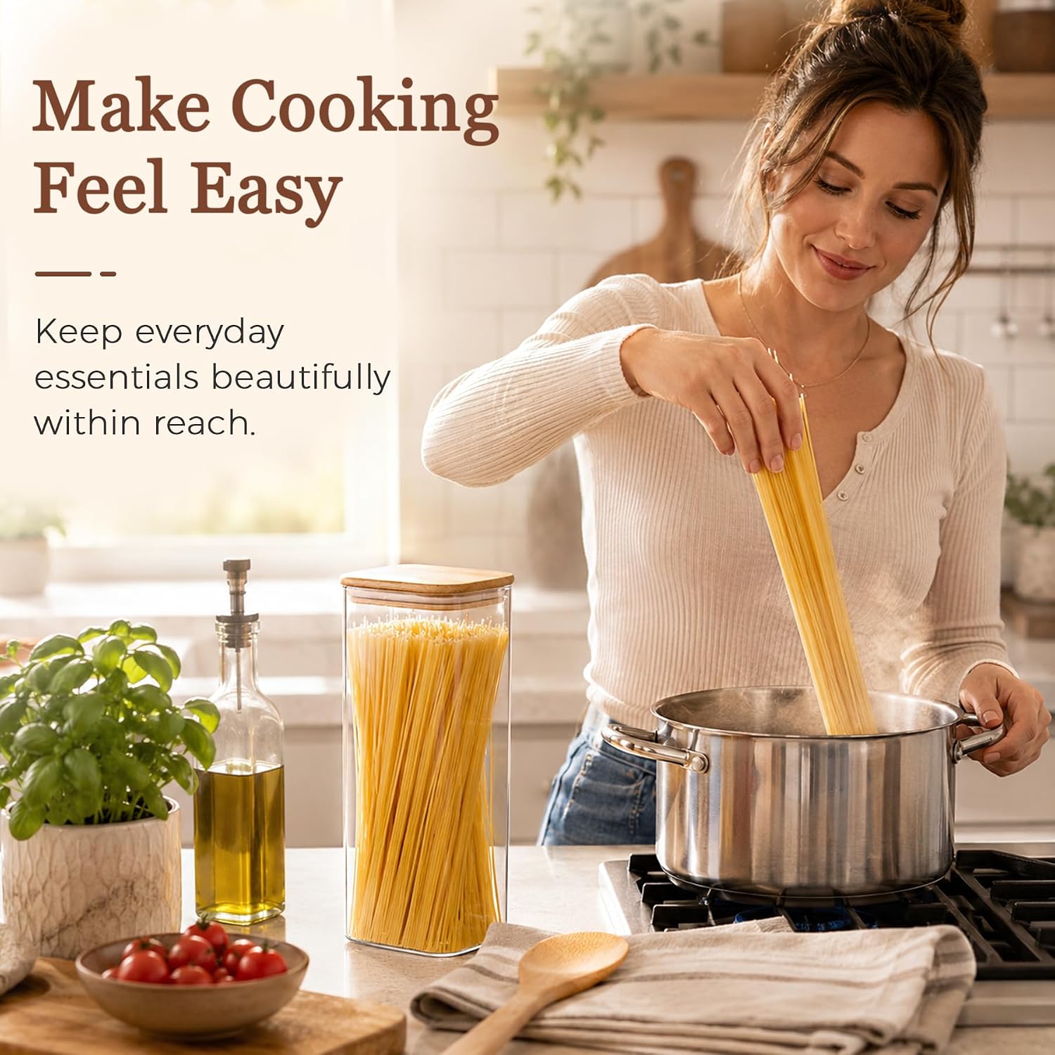 Thumbnail 1 de ComSaf 2.2 Qt Rectangle Glass Storage Containers with Lids: A Practical Pantry Duo