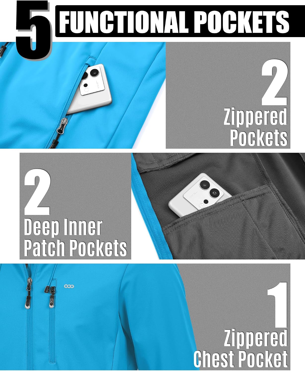 Thumbnail 5 de 33 000ft Herren Softshelljacke Wasserbeständig Winddicht