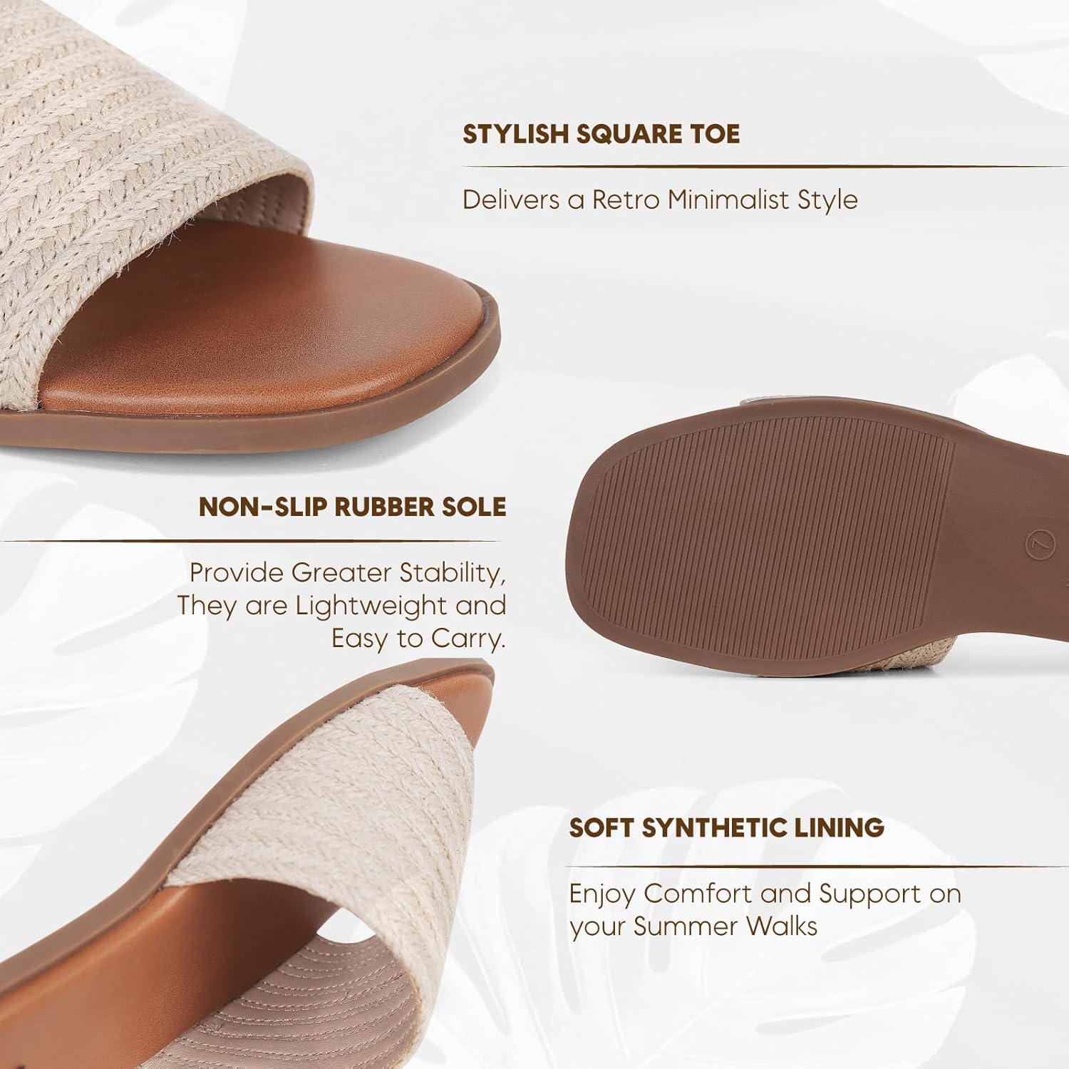 Detalle de Tscoyuki Slides Sandals for Women — Basic Slip-On Flat Sandals with Open Toe