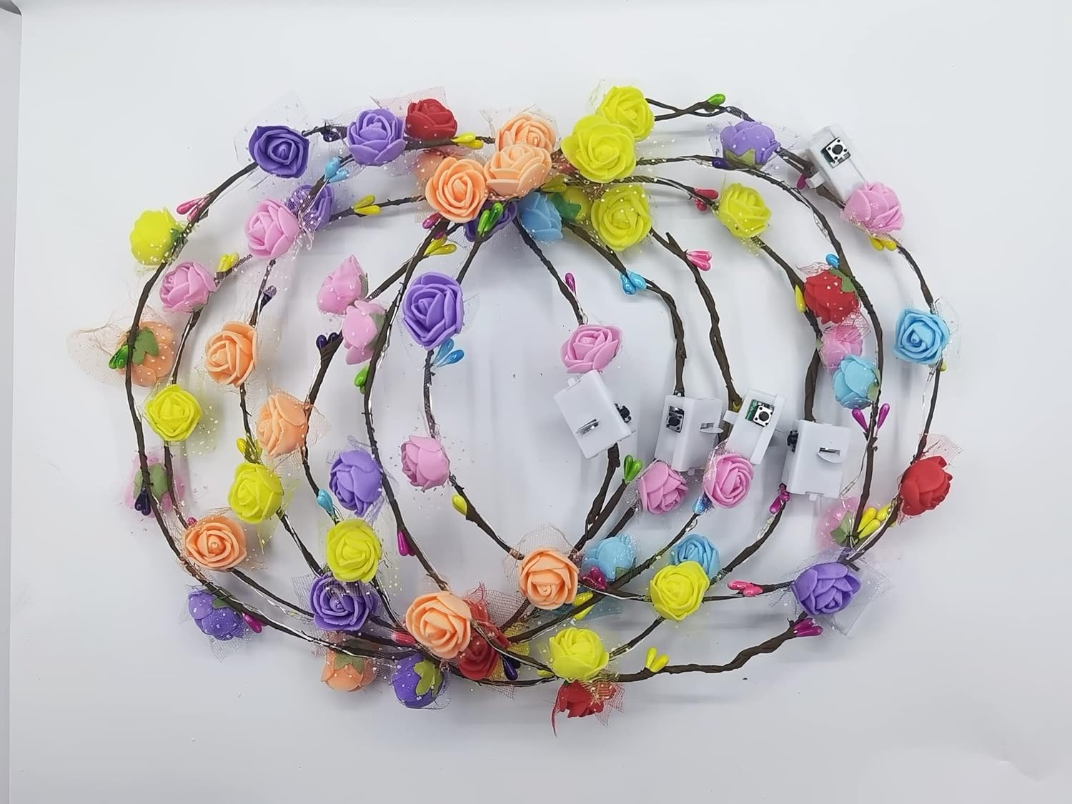Detalle de WHSCwp LED Flower Crown Headband (6-Pack) – Lighted Floral Garland for Parties