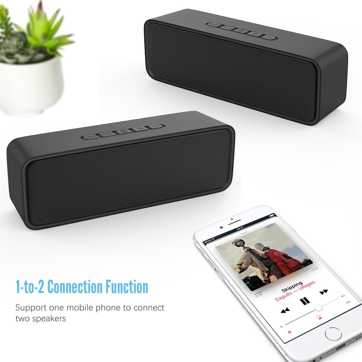 Thumbnail 1 de Kolaura Portable Wireless Speaker (2‑Pack) | Bluetooth 5.0, 12h Playtime, 1500mAh, FM Radio