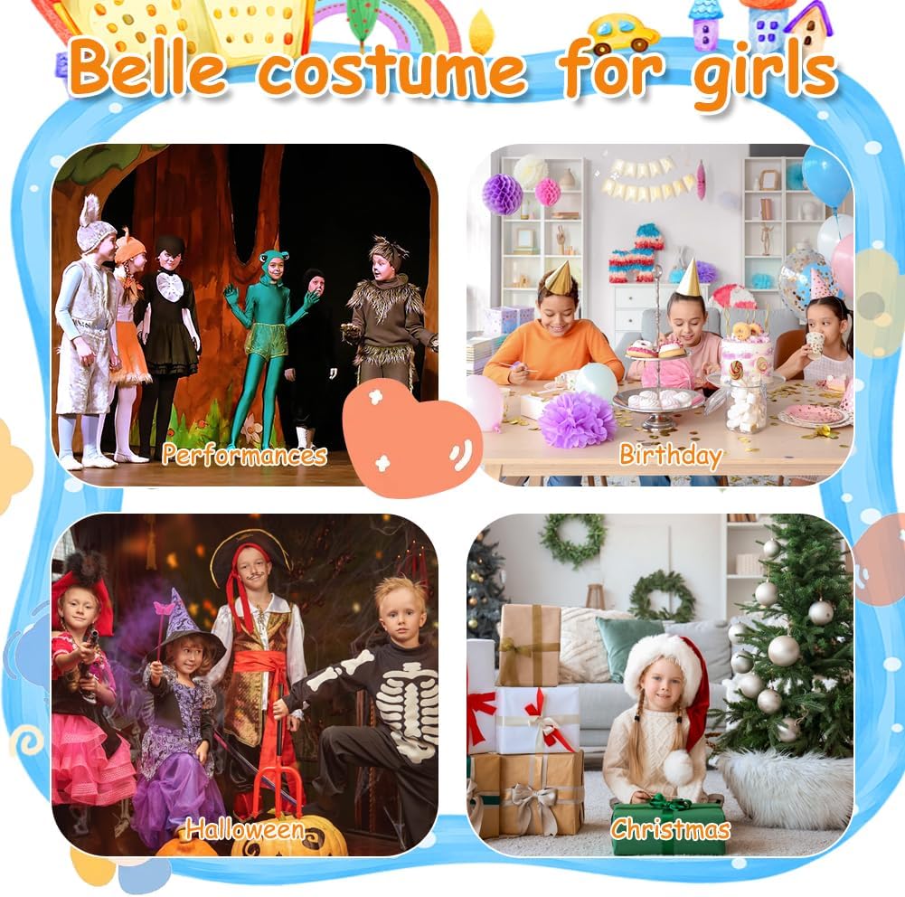 Thumbnail 4 de BSBUY Belle Kinderkostüm-Set (3/7-teilig) mit Kleid, Krone, Zauberstab & Schmuck