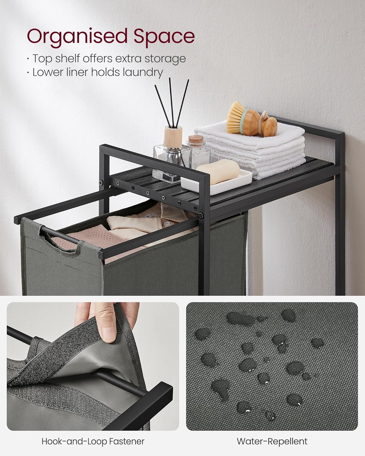 Detalle de Laundry basket with shelf 47 L