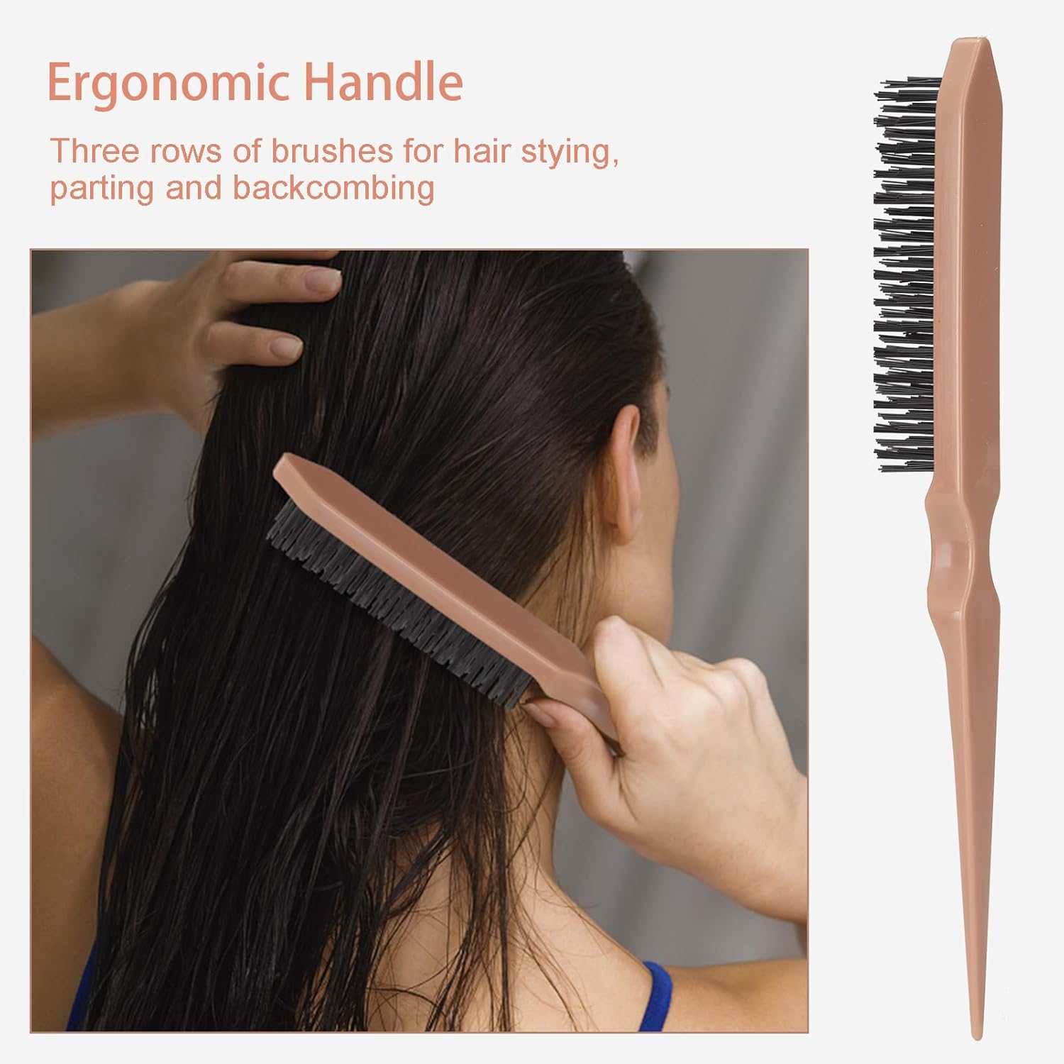 Thumbnail 4 de LORSEX Brosse à cheveux avec flacon pulvérisateur 200 ml – brosse démêlante pour cheveux afro 3a à 4c (Terre cuite)