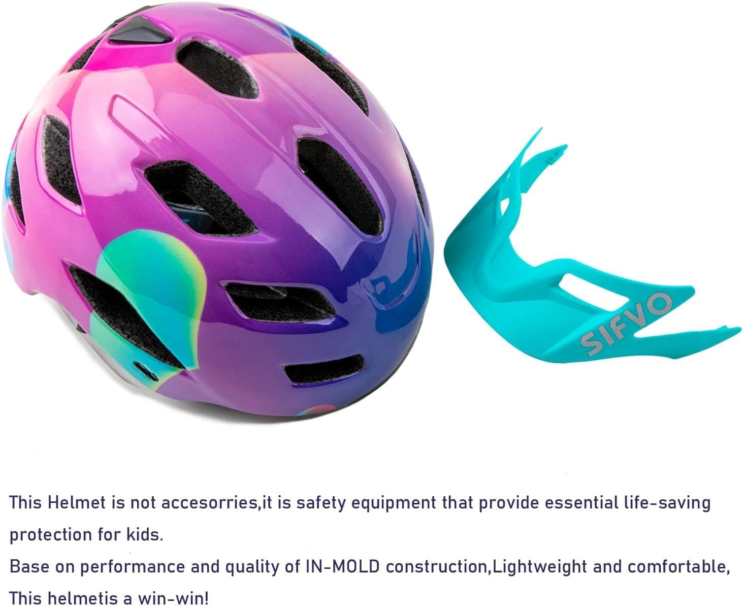 Thumbnail 5 de Kids Bike Helmet (SIFVO) with Removable Visor, Adjustable Fit 5–14, Lightweight 50–57cm