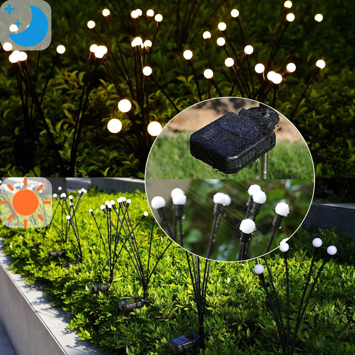 Thumbnail 2 de ZFNN YHC-4pack6head Solar Firefly Garden Lights, 4-Pack Warm White LED Stakes