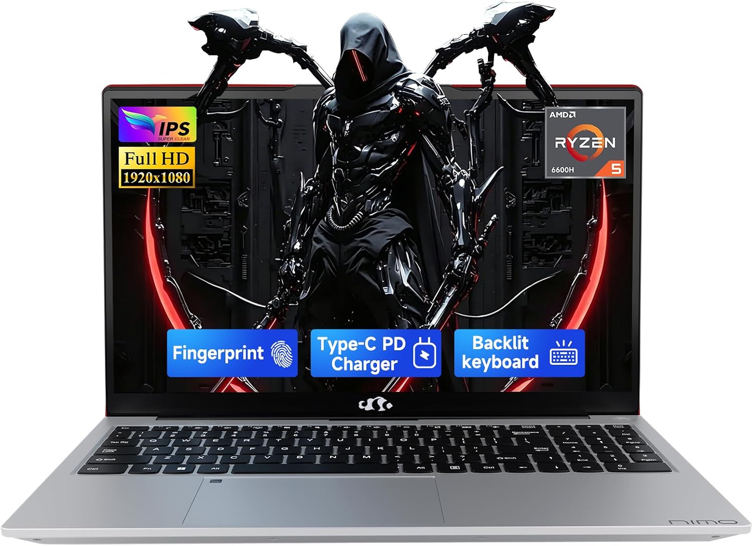 Detalle de NIMO laptop with Ryzen 5 6600H