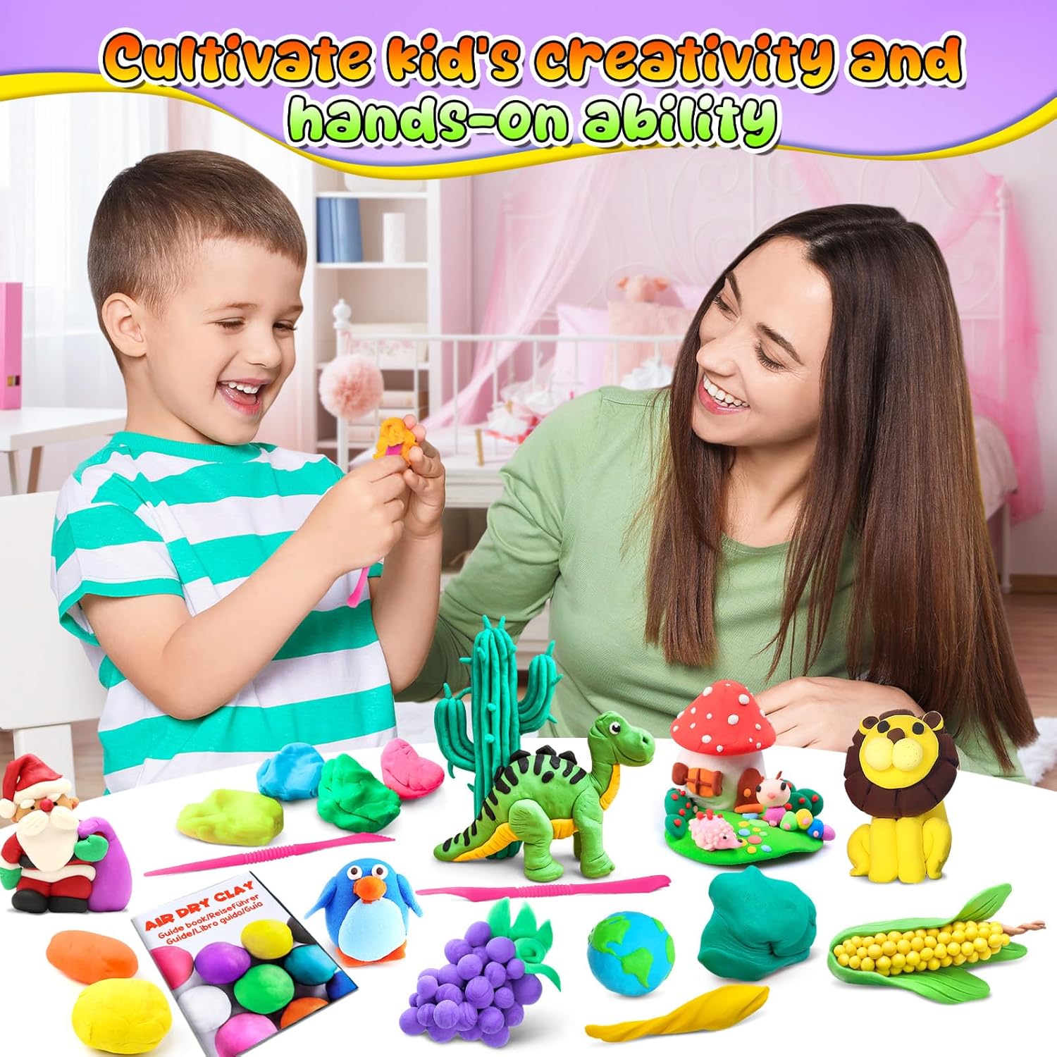 Thumbnail 6 de Lufttrocknende Modelliermasse in 40 Farben (Air Dry Clay) – Set für Kinder