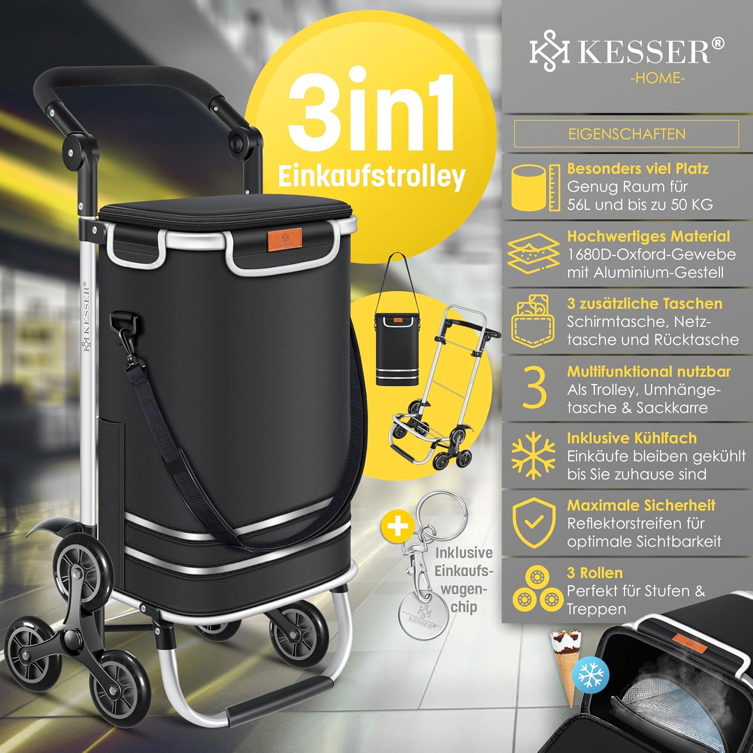 Detalle 2 de KESSER® Einkaufstrolley 56 L 🛒