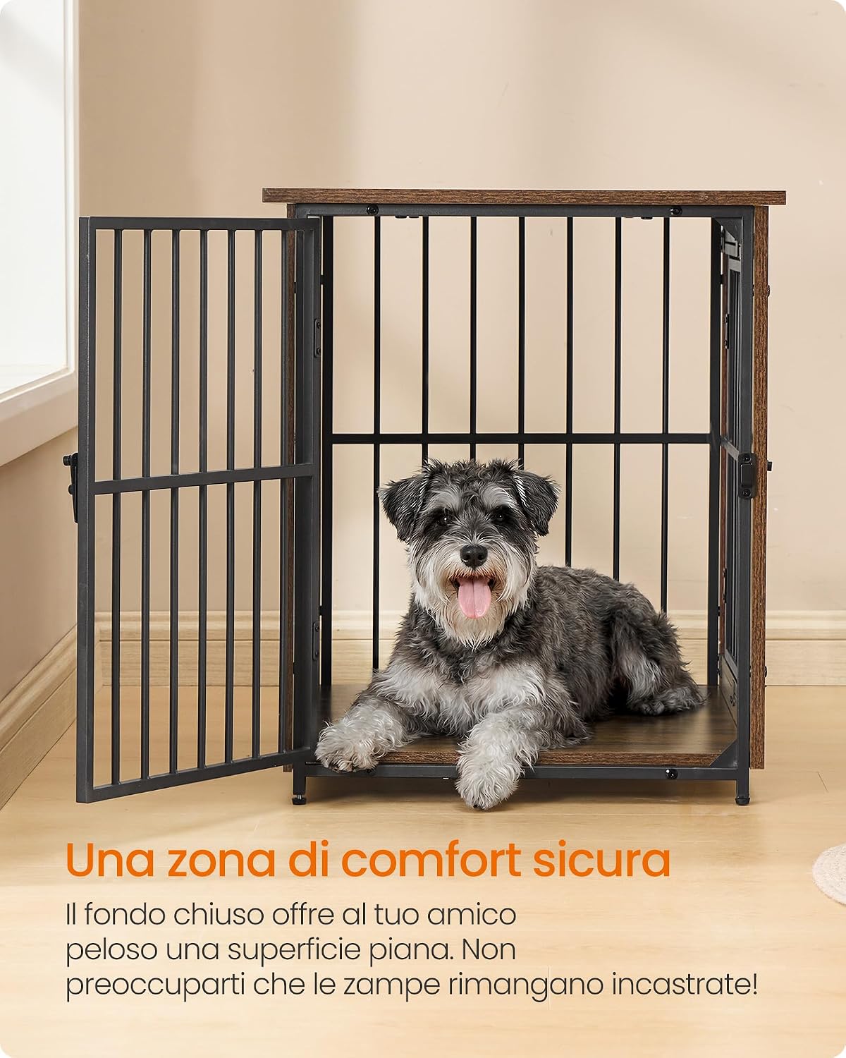 Detalle 2 de Feandrea Mobile Gabbia per Cani 2 in1, 80 x 55 x 64 cm, Marrone Vintage – Gabbia da interno con base chiusa e due porte