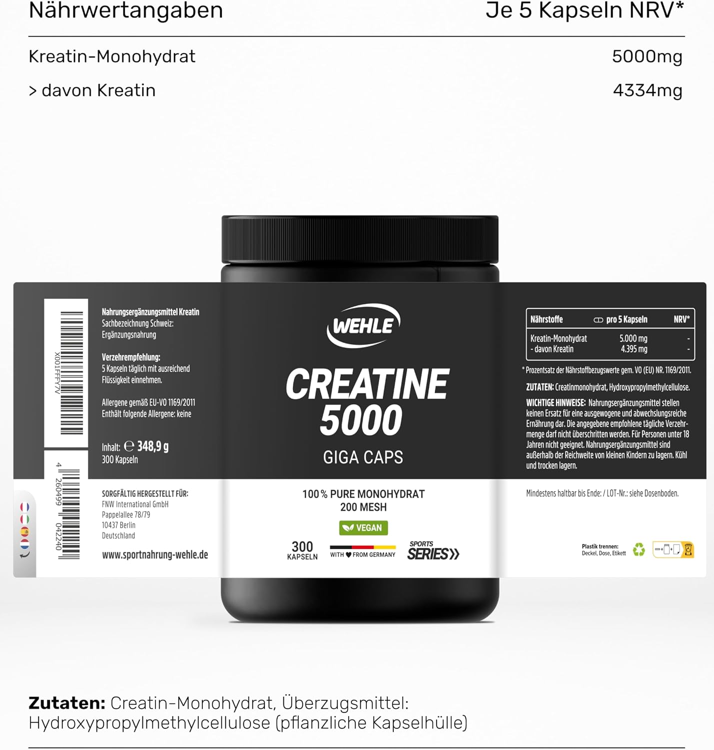 Thumbnail 5 de Wehle Sports Creatin Kapseln 5000 mg đ
