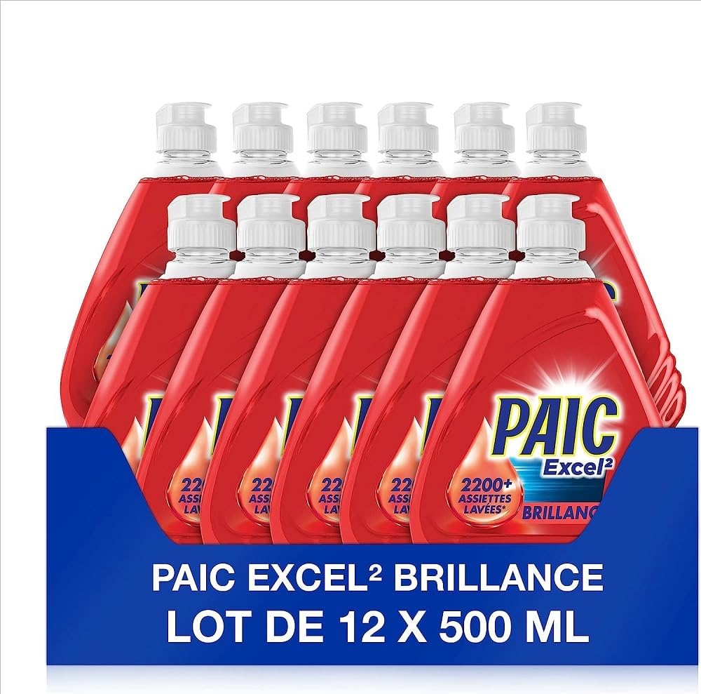 Thumbnail 6 de PAIC Excel² Anti-Odeurs - Liquide Vaisselle main 12 x 500 ml, Ultra-Dégraissant et Désodorisant