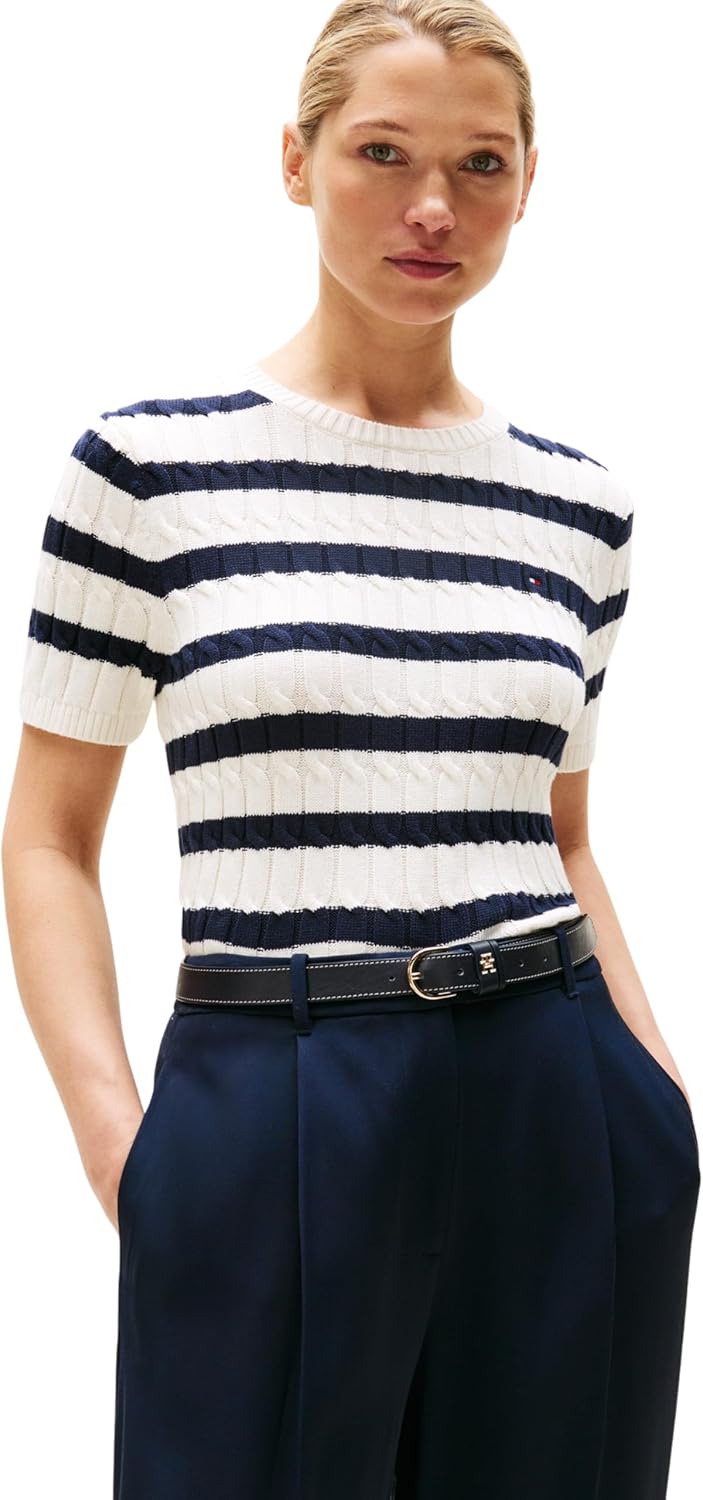 Thumbnail 6 de Tommy Hilfiger Donna Pullover Cable Maniche Corte: classico e confortevole