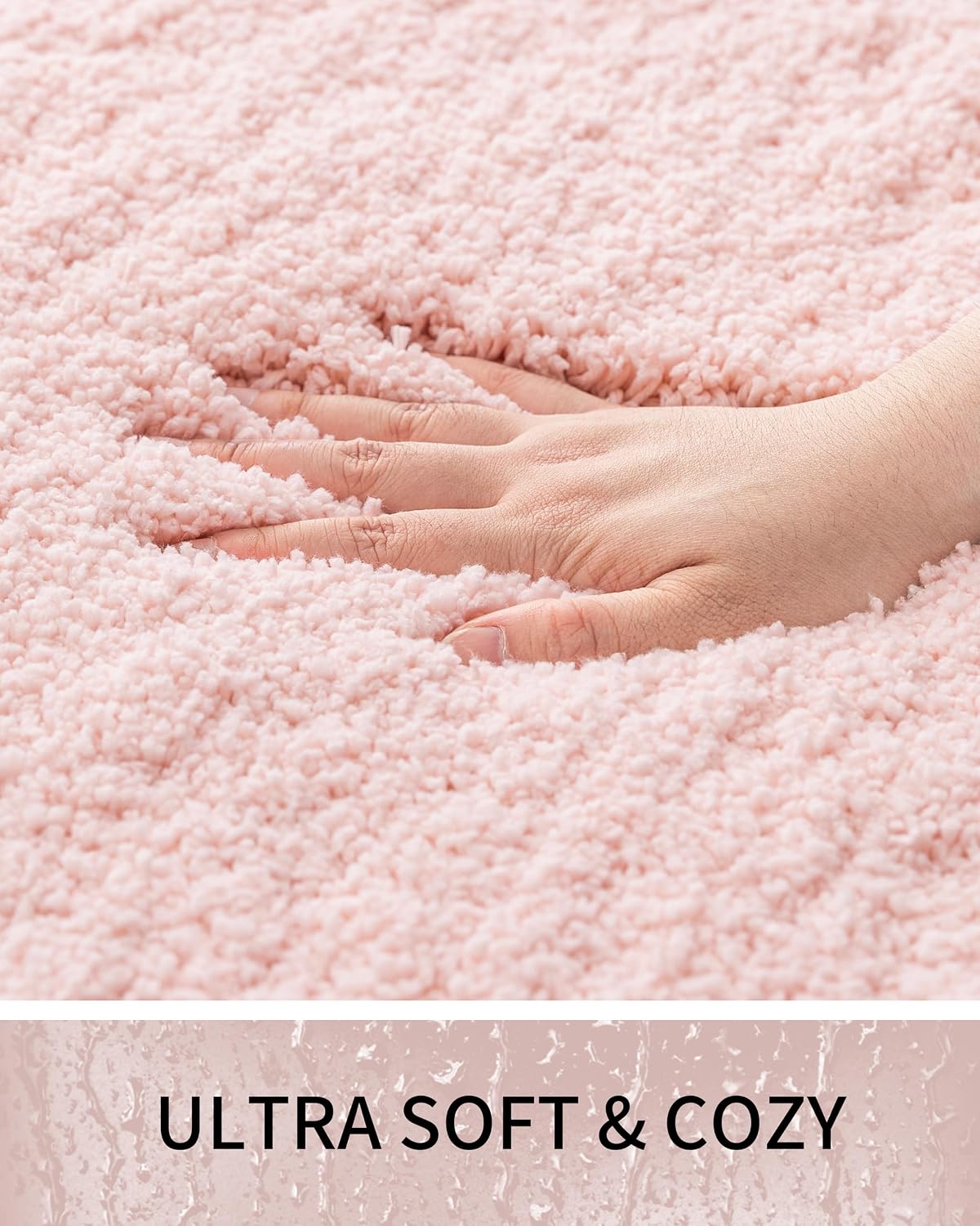 Detalle de Ruggnovea 70x24 Ultra Thick Non-Slip Pink Bath Rug