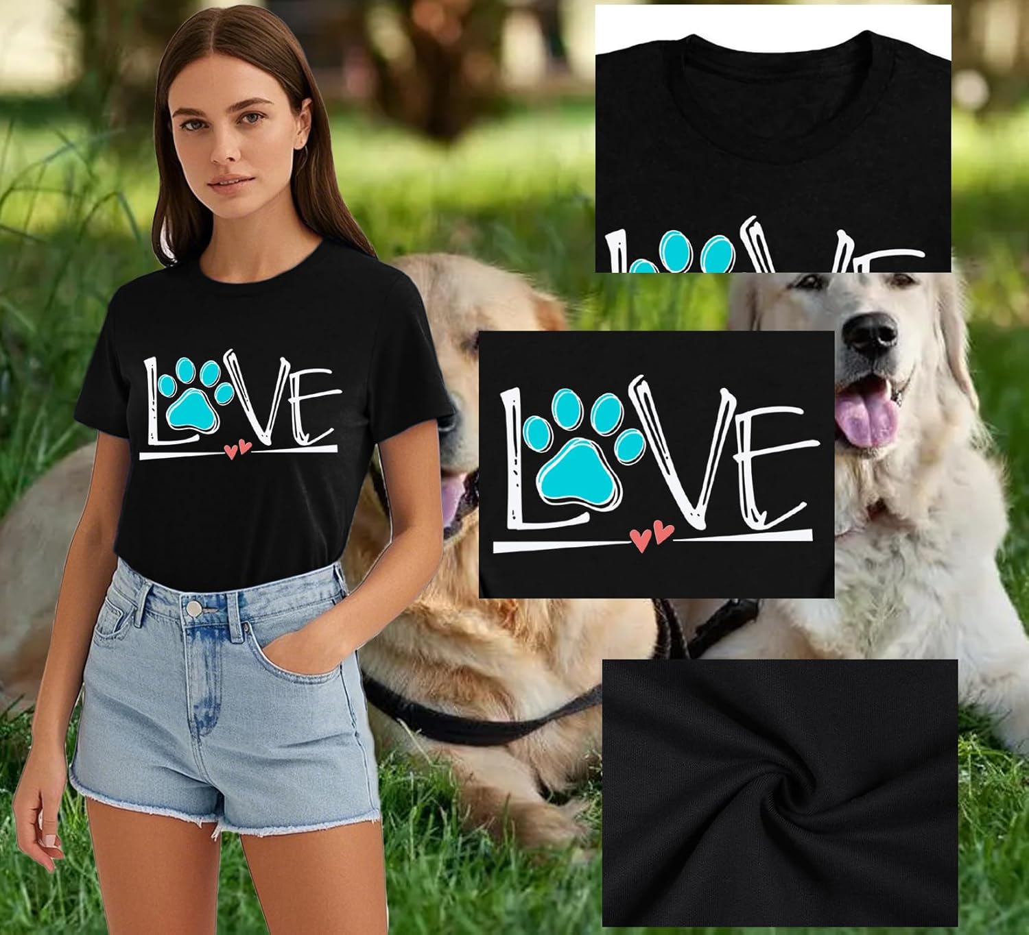 Detalle 2 de Qskall Womens Mama Treat Dealer Dog Paw Printing Tee