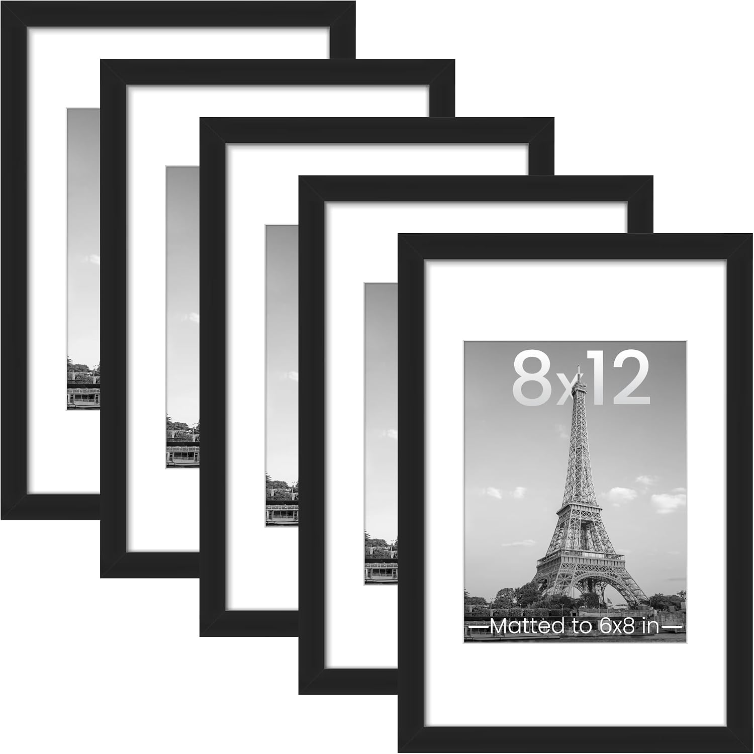 Detalle de upsimples XUP01019 8x12 Picture Frame Set of 5, Black Plastic