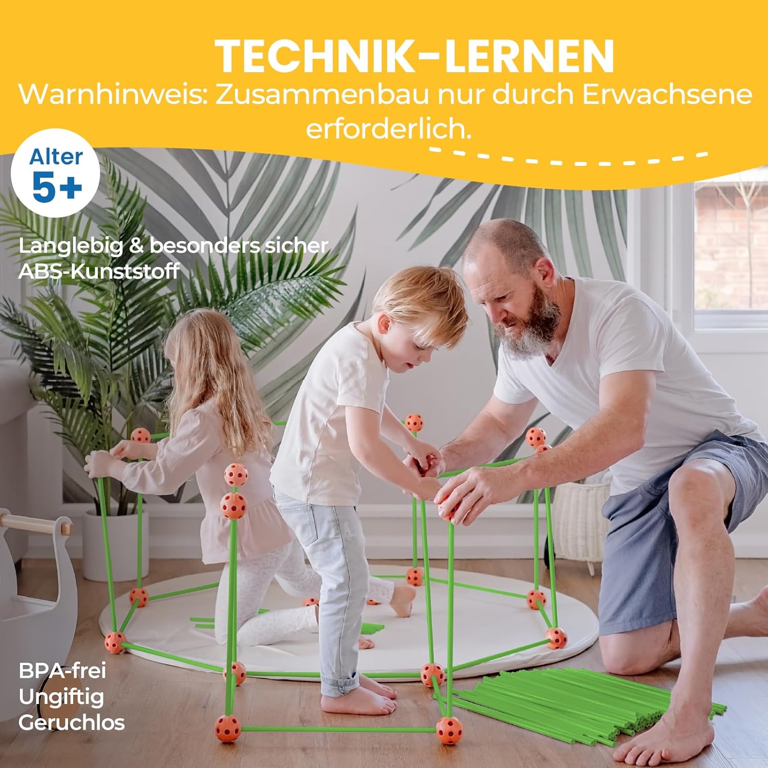 Detalle de Tiny Land DIY Höhle Kinder Konstruktionsspielzeug Outdoor (130-teilig) – 5+ Jahre, zum Höhle-Bauen drinnen & draußen