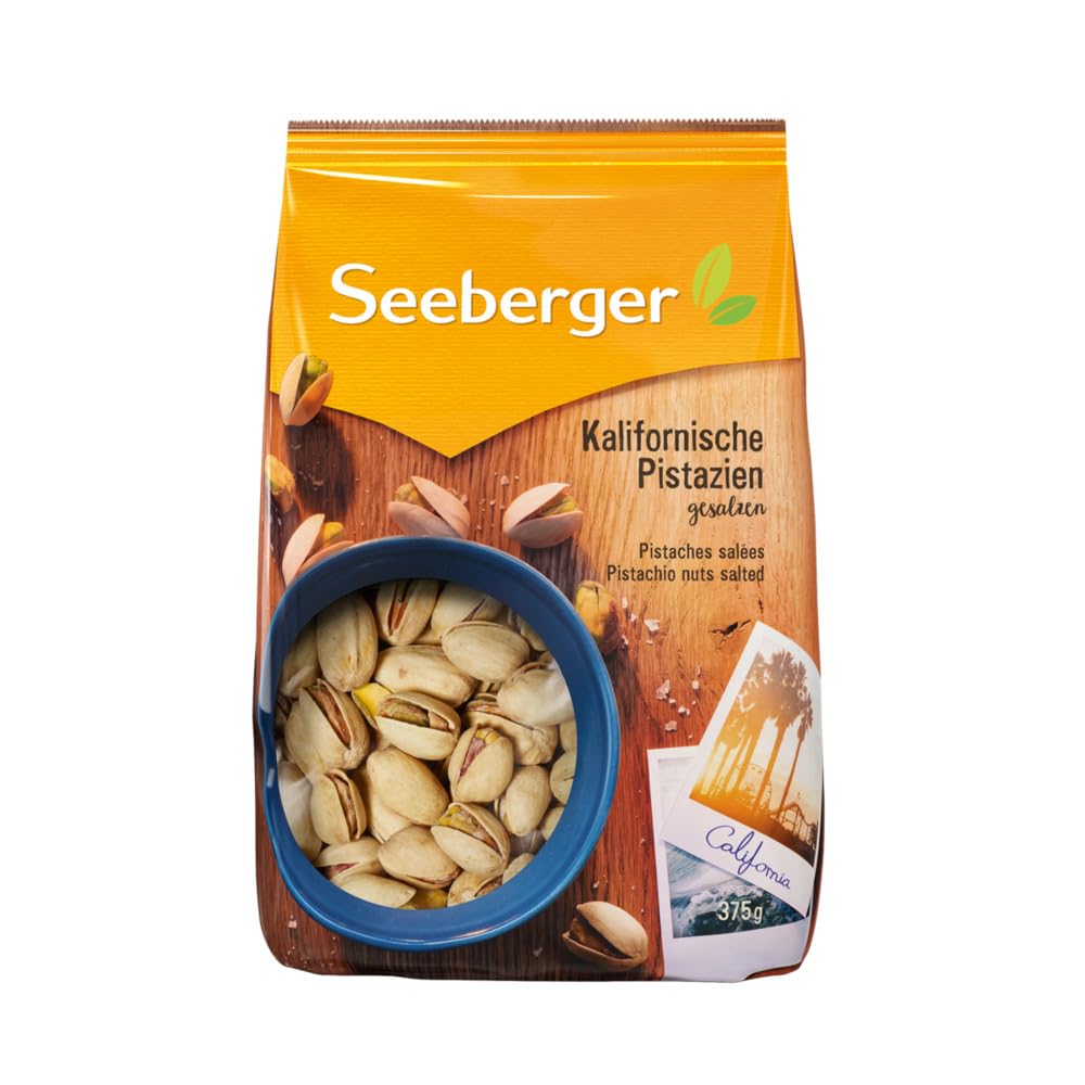 Detalle de Seeberger geröstete & gesalzene Pistazien – 7er Pack mit Schale, vegan (7 x 375 g)