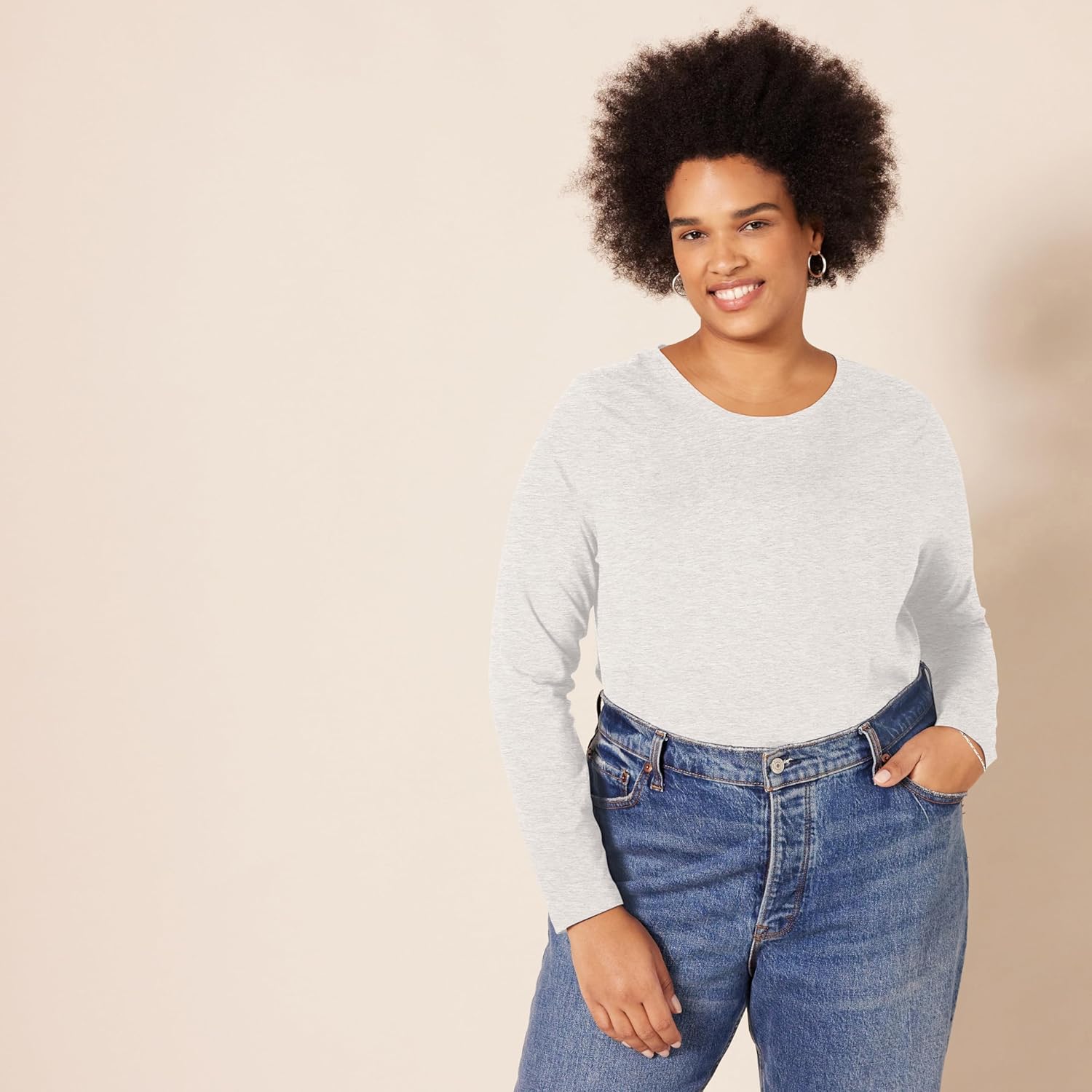 Thumbnail 4 de Amazon Essentials T-shirt manches longues femme col rond coupe classique (grande taille)