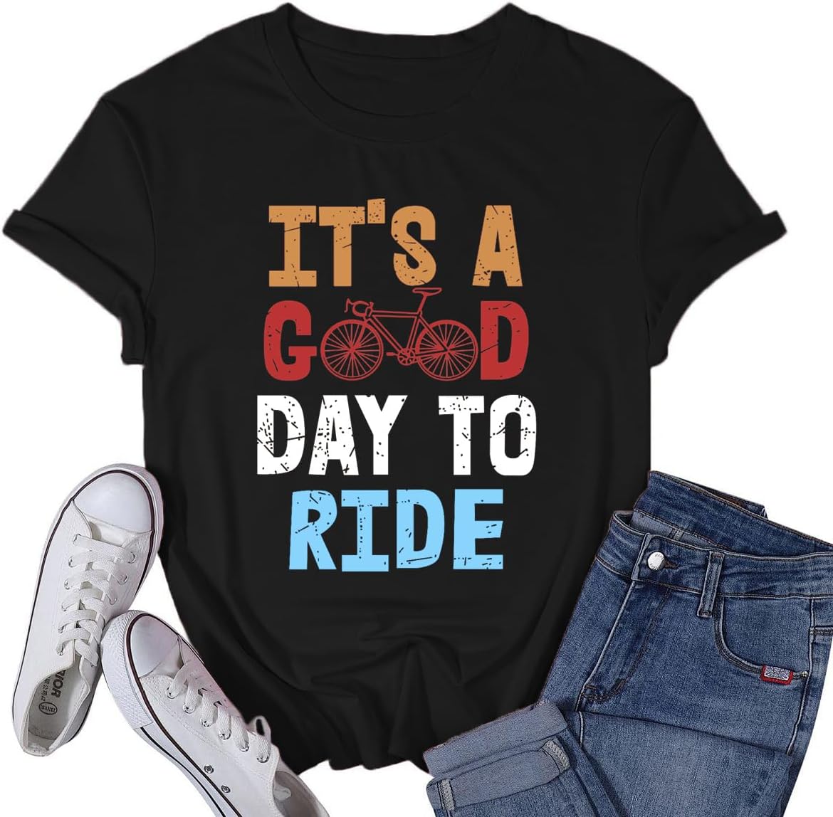 Detalle de SUWATOIN Women's Bicycle Shirt – Relaxed Fit T‑Shirt for Comfortable Riding