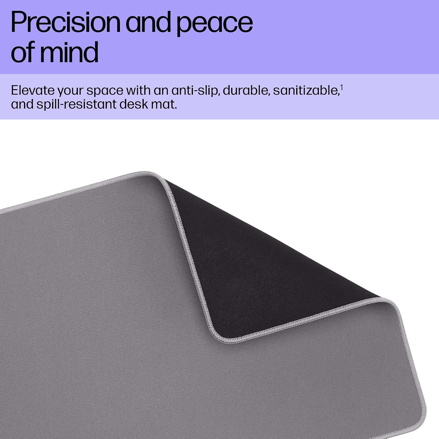Detalle de HP 200 Sanitizable Desk Mat – Anti-slip, Durable, and Spill-Resistant (300mm x 700mm x 2mm) in Grey
