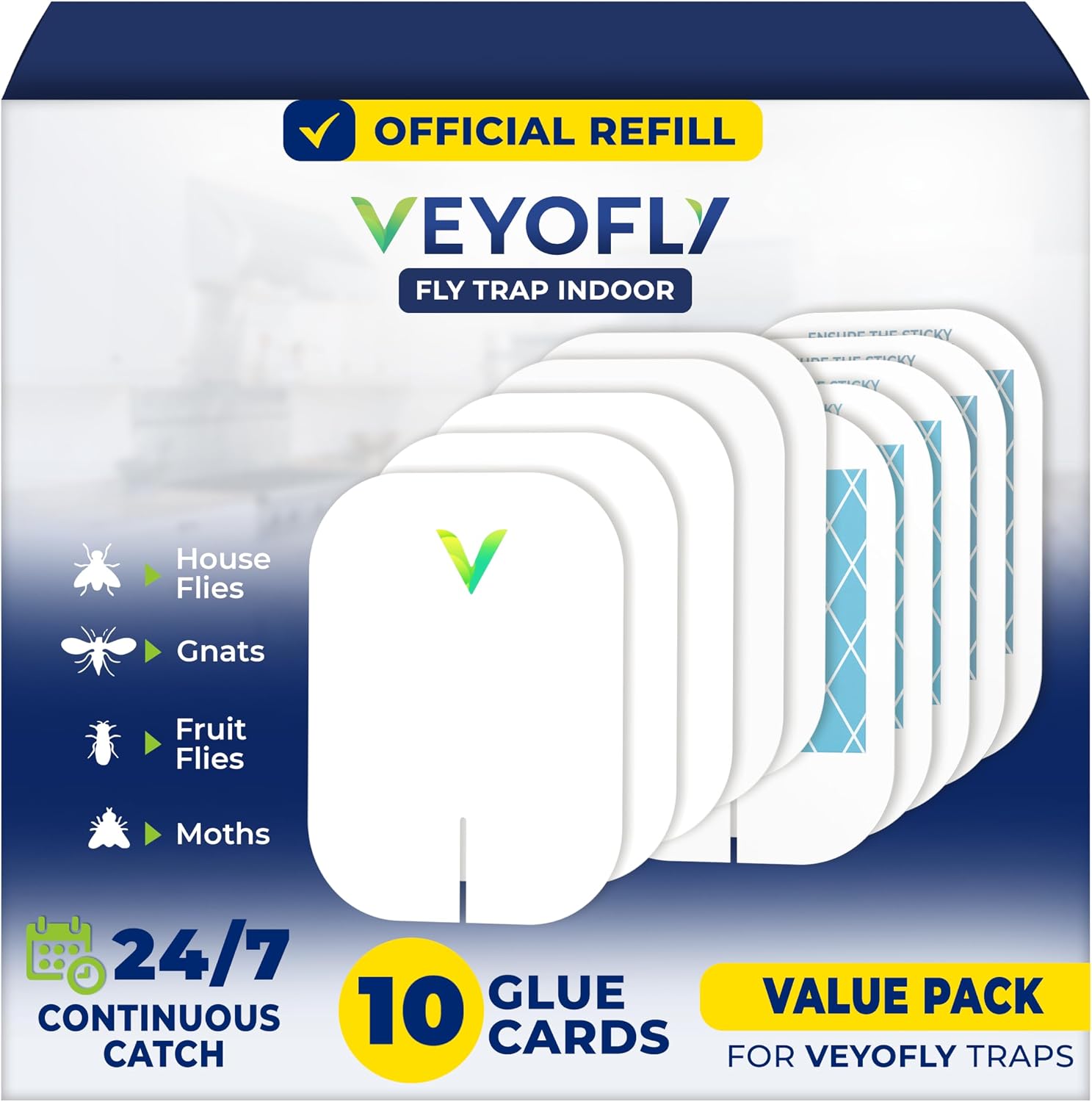 Detalle de VEYOFLY VF01_refill Fruit Fly Trap Refills, 10-Pack, White Adhesive Boards