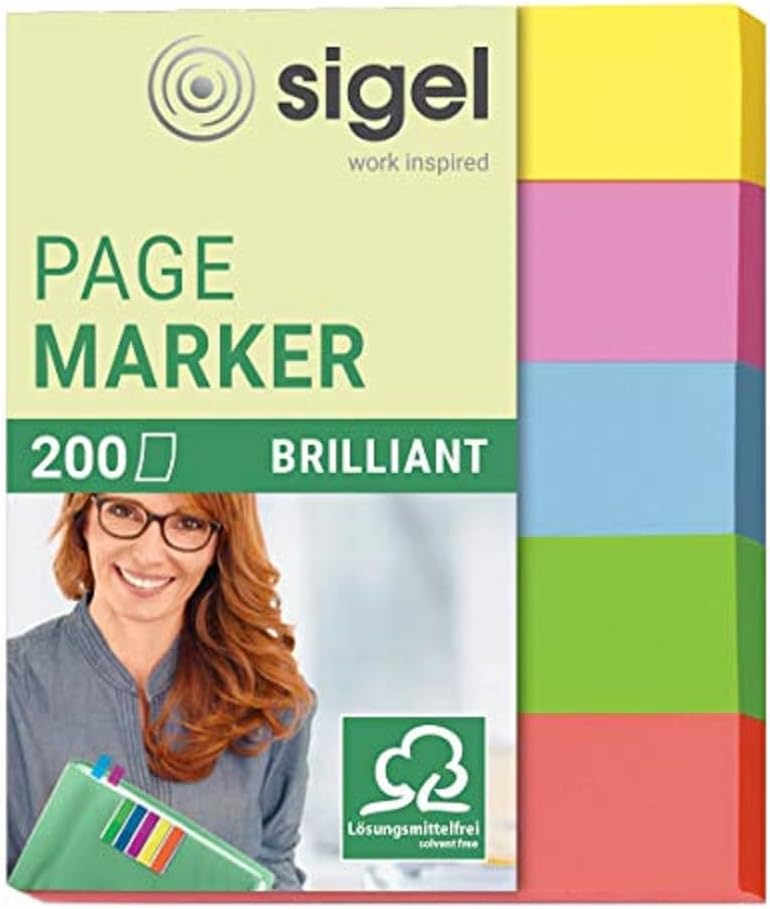 Detalle de SIGEL HN625/10 Haftmarker mini (12 x 50 mm), 10 Farben-Pack für Indexstreifen & Mini-Lesezeichen