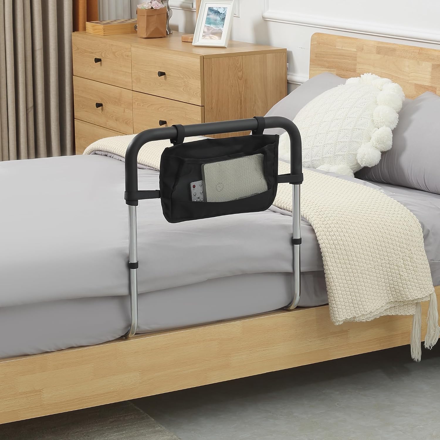 Detalle 2 de HOMCOM 713-129V00SR bedbeugel met 5 hoogtes en opbergzak