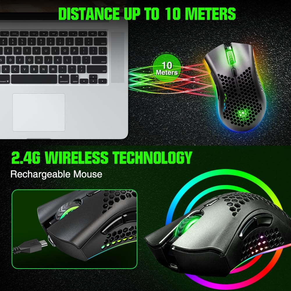 Thumbnail 3 de WolfLawS KM-1 Wireless Gaming Mouse: Durable, Rechargeable, Quiet Clicks