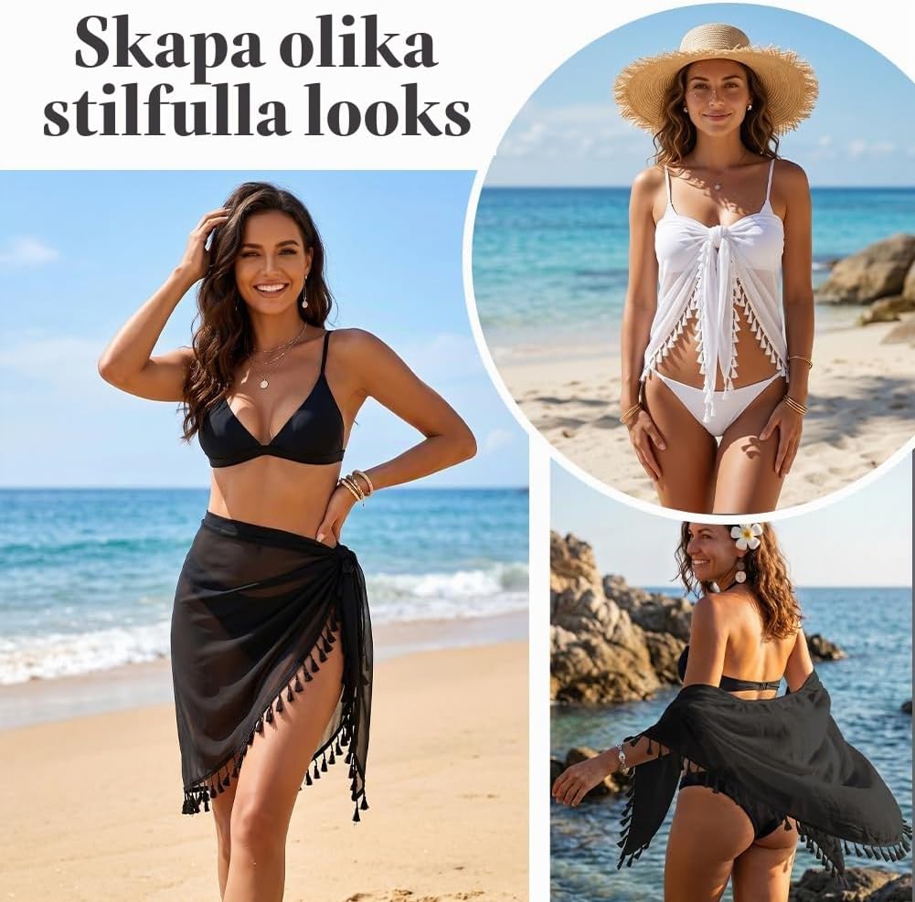 Thumbnail 1 de Aomig kort strandkjol för kvinnor – lätt bikiniöverdrag i bohemisk stil