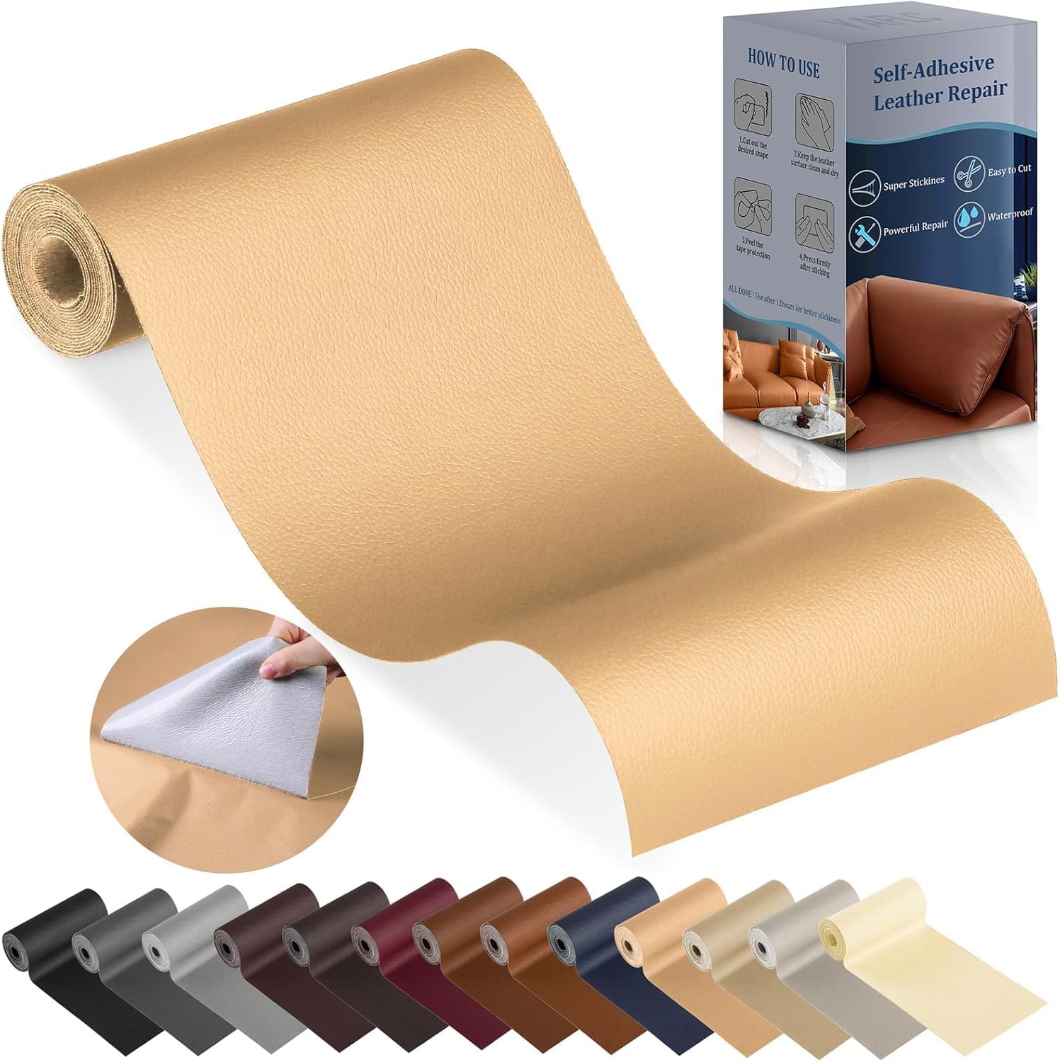 Thumbnail 6 de YAFLC kunstleder selbstklebend Weiß 40 x 160 cm – Reparaturpatches für Möbel, Auto-Sitze und Kleidung