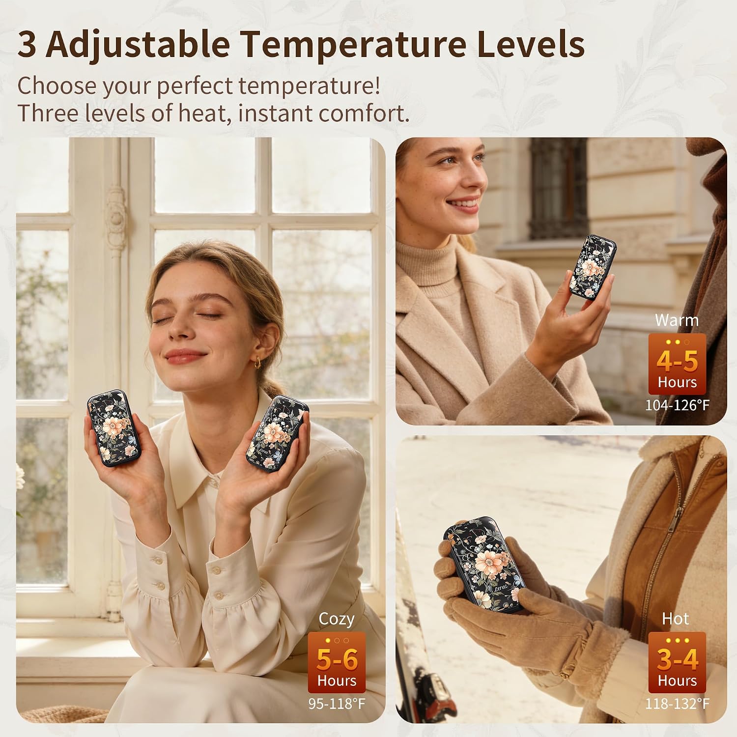 Detalle de LERAT A22 Rechargeable Hand Warmers, 2-Pack with 3 Heat Settings