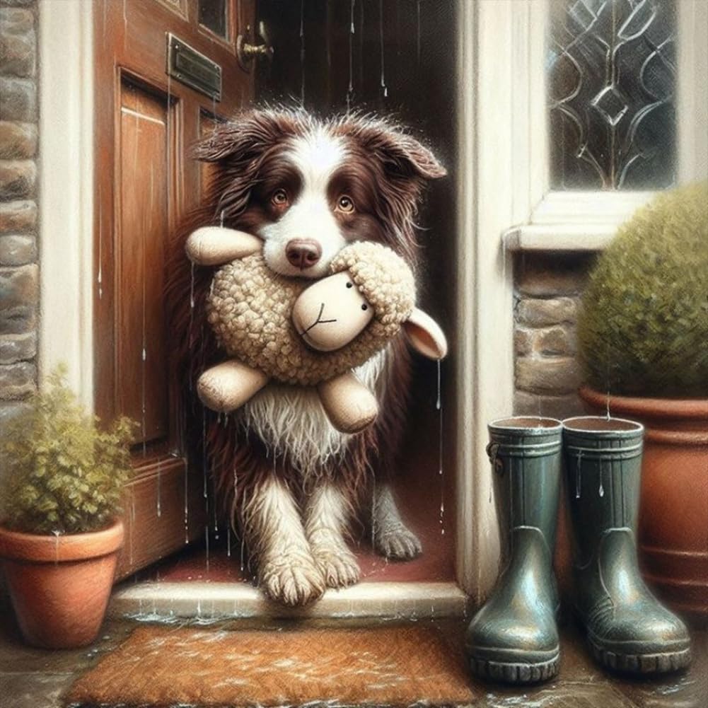 Detalle de Anuver Dog Diamond Painting Kit, 12 x 12 Inch