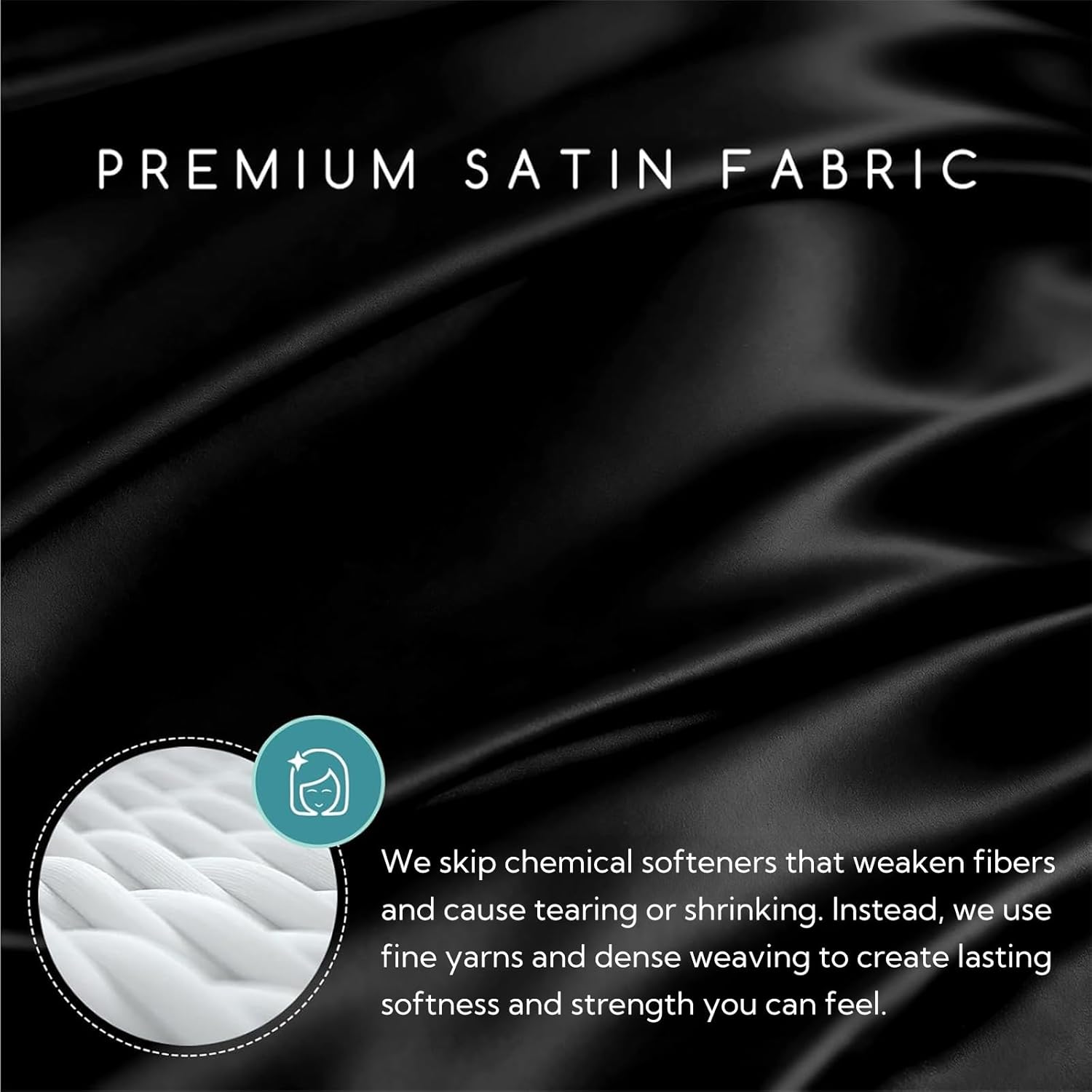 Thumbnail 1 de MR&HM Satin Bed Sheets Queen Size Set (4-Piece) with 15-Inch Deep Pocket, Black