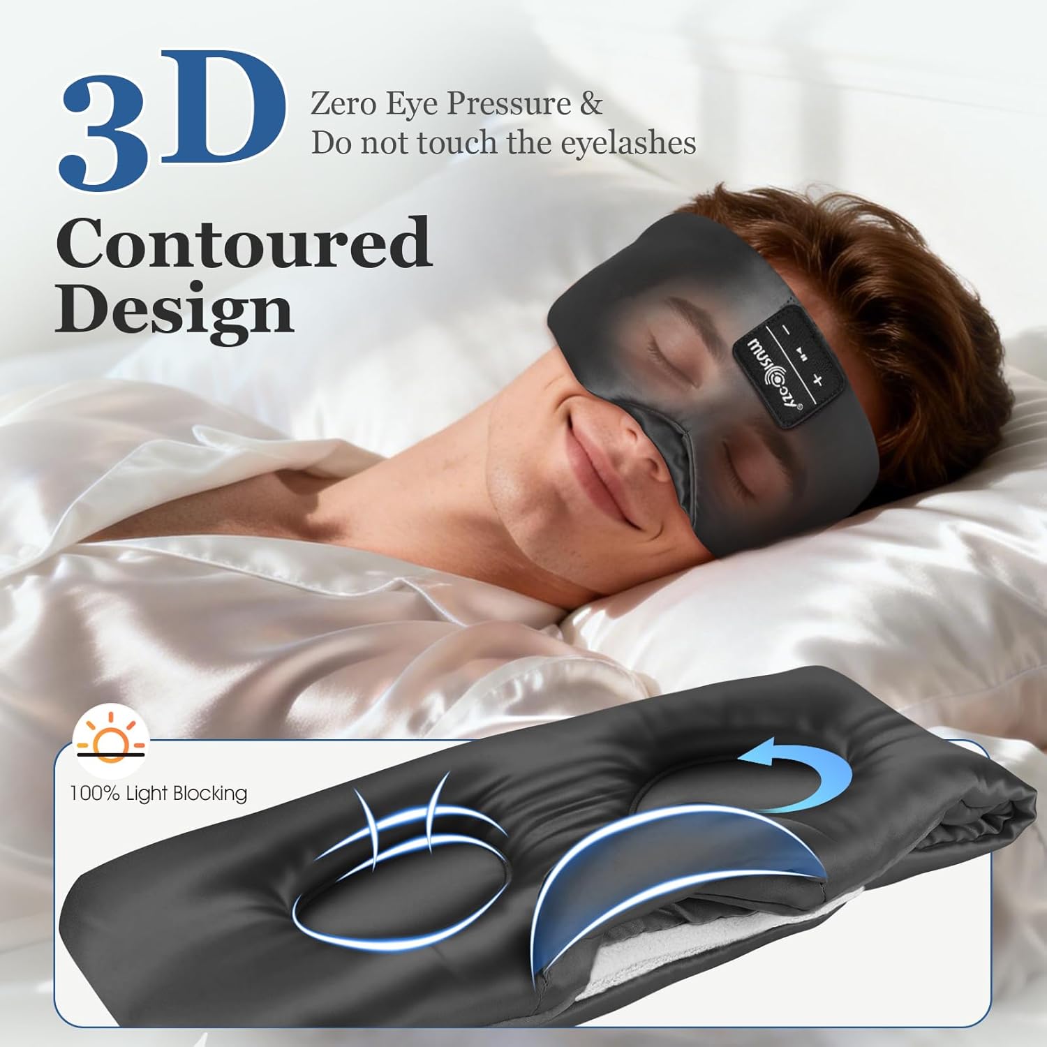 Thumbnail 2 de MUSICOZY sleep mask headphones 3D silk