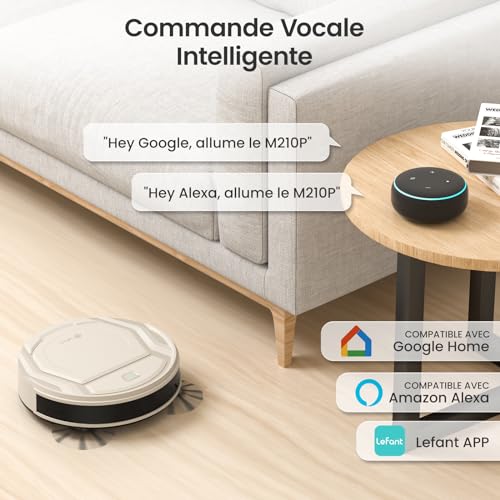 Thumbnail 7 de Lefant Aspirateur Robot M210P Champagne — Forte aspiration 2200Pa, 120 min, connexion WiFi/Bluetooth/Alexa