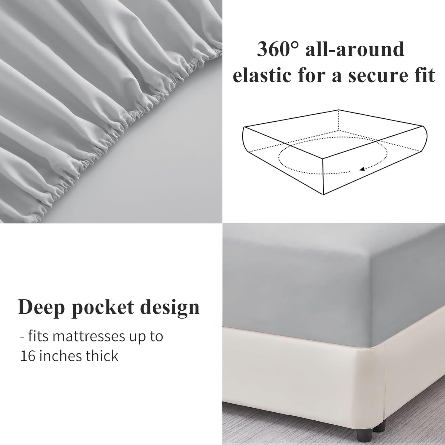 Thumbnail 3 de Aisbo King Size Fitted Sheet 150x200cm